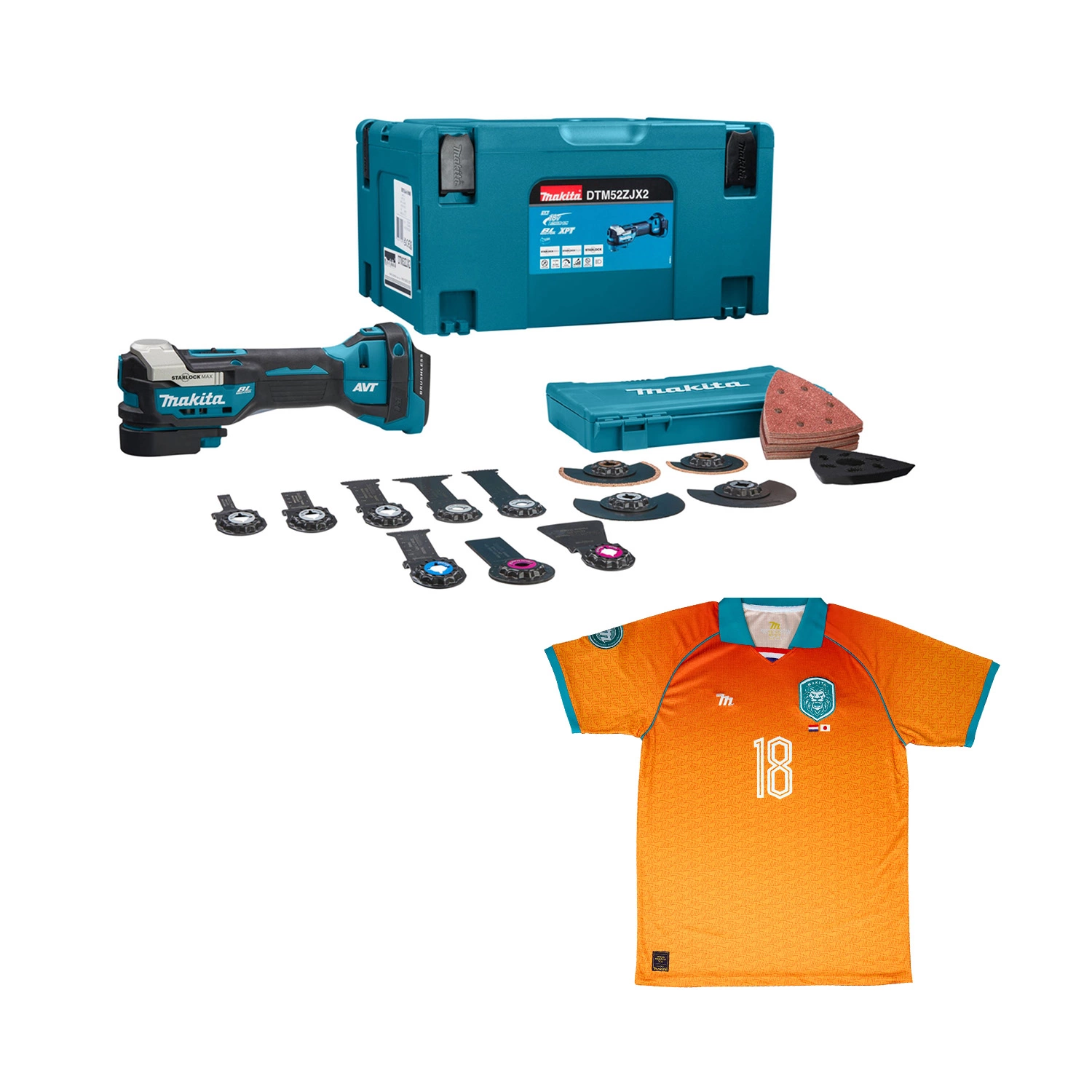 Makita DTM52ZJX2 18V Li-Ion accu multitool body incl. accessoires in Mbox - met gratis Makita WK T-Shirt-image