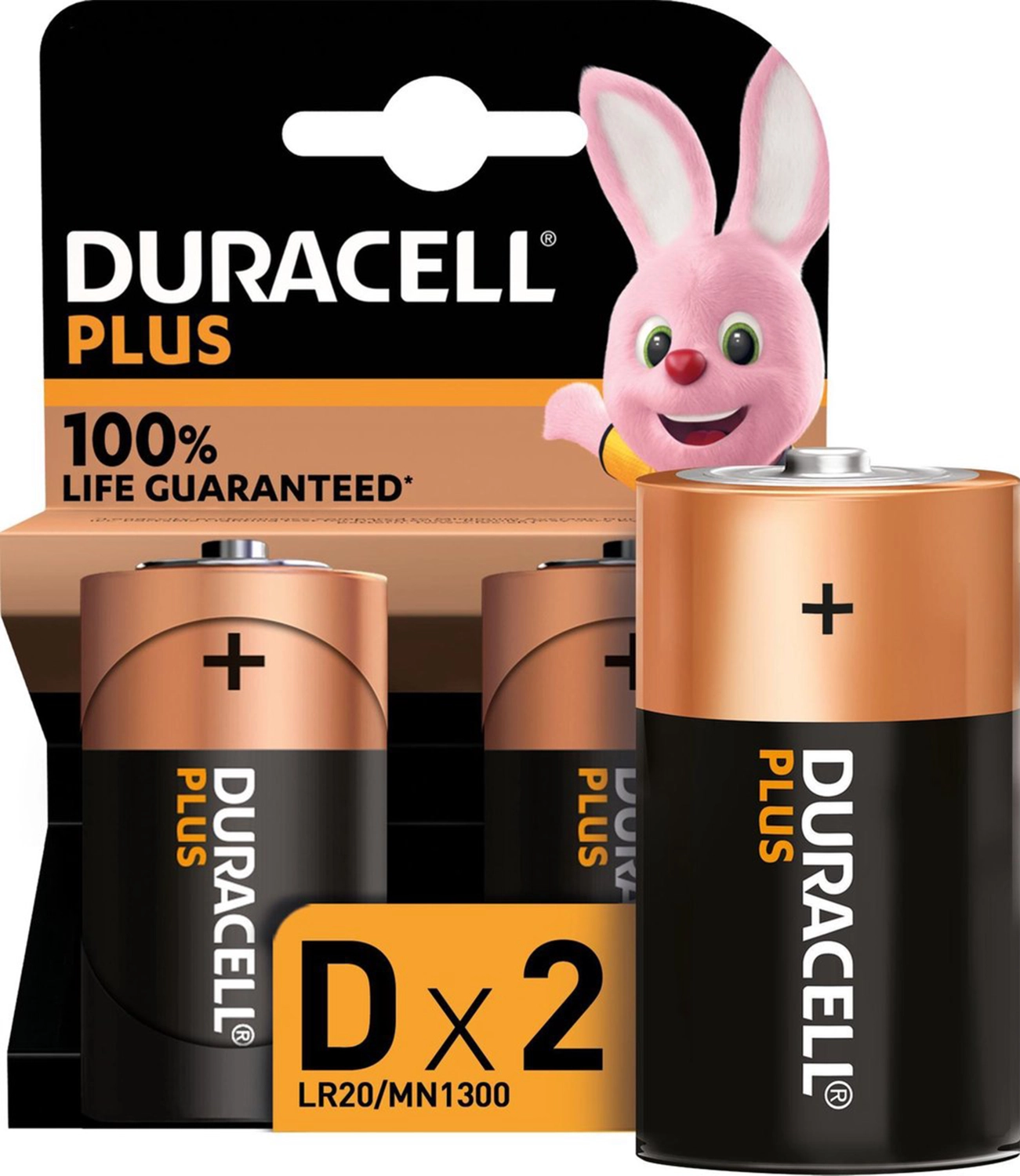 Duracell 3100000829 pile alcaline plus 100% D 2pcs.-image