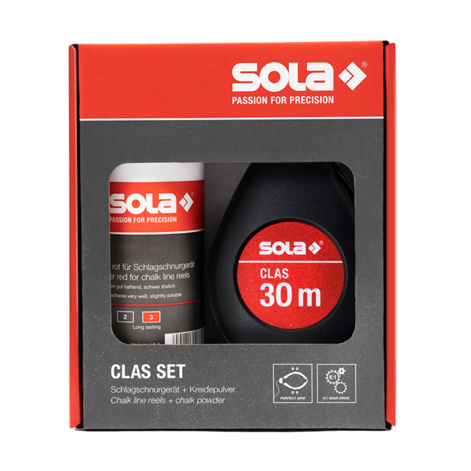 Sola CLAS SET R Slaglijnmolen Set met slaglijnpoeder - 30m - Rood