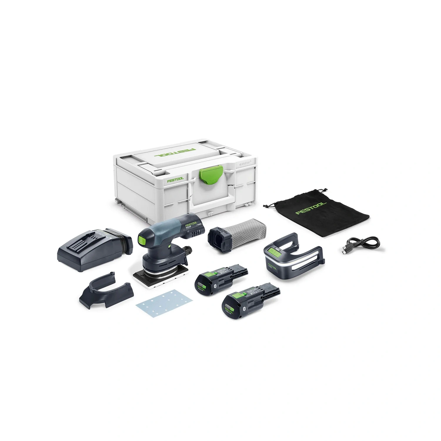 Festool RTSC 400 3,0 I-Plus Kit de ponceuse plane sans fil (2 x 3 Ah) dans un Systainer - 18 V - 80 x 130 mm