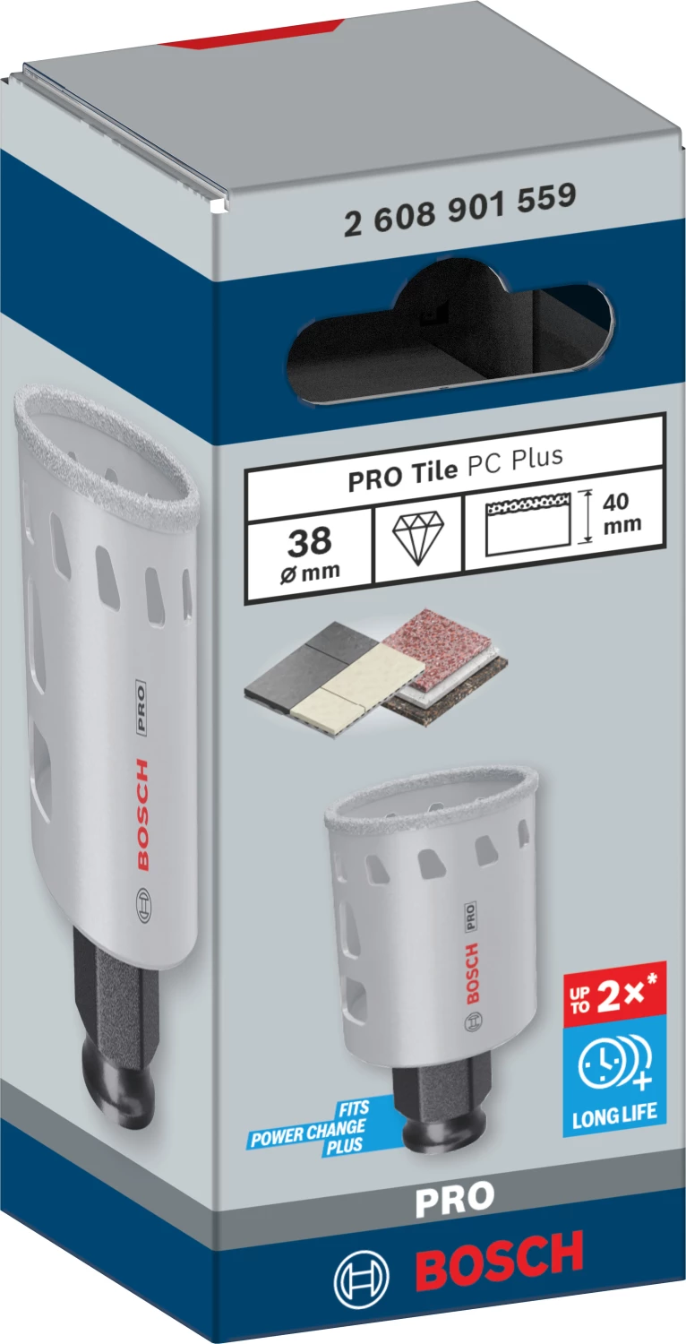 Bosch 2608901559 Scie cloche diamantée PRO Tile PC Plus pour carrelage - 38 mm-image