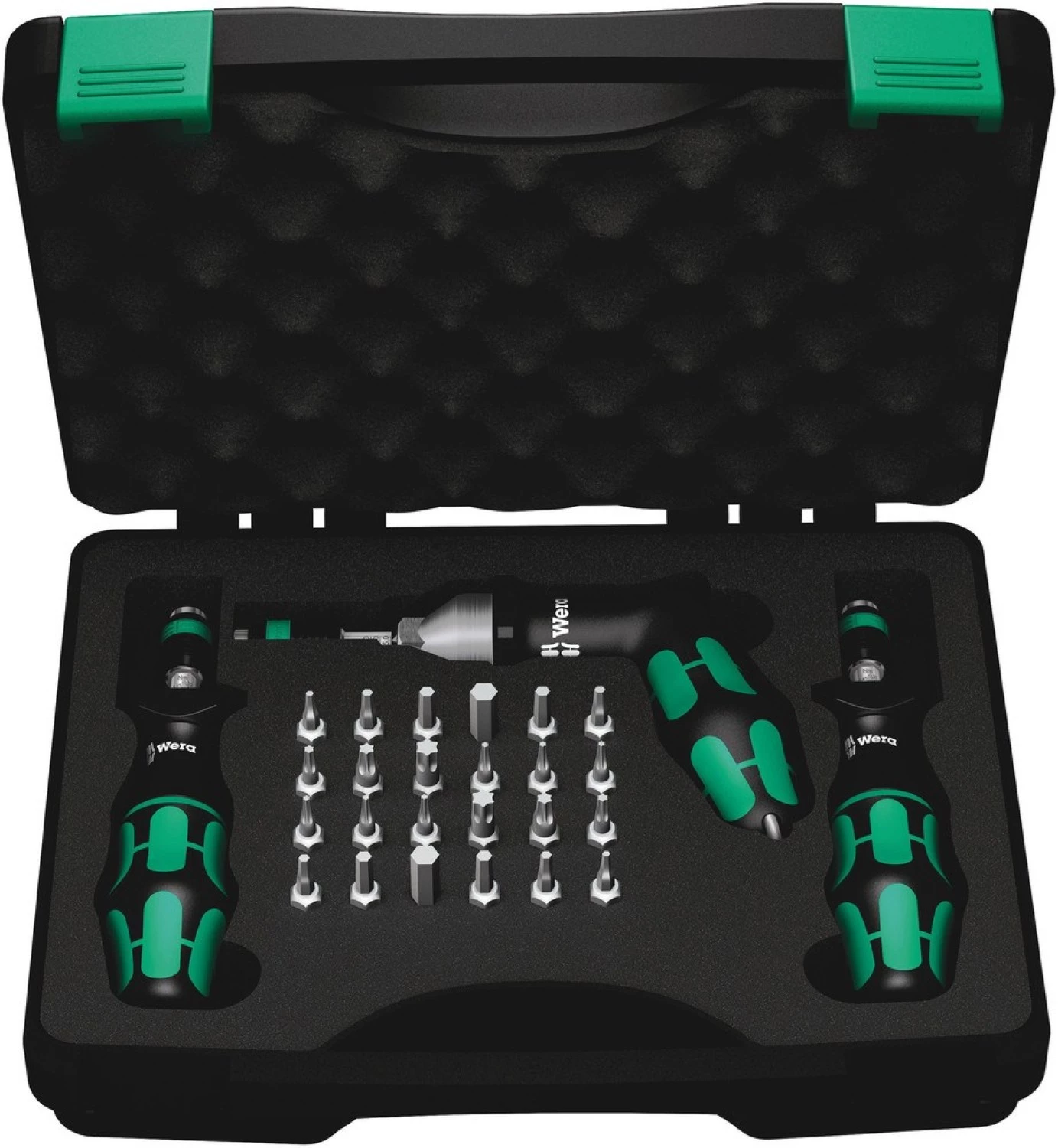 Wera 05350451001 27 pièces 7445/46/47 Kraftform Jeu de clés dynamométriques dans un coffret - 2,5-55,0 in. lbs - 1/4"-image