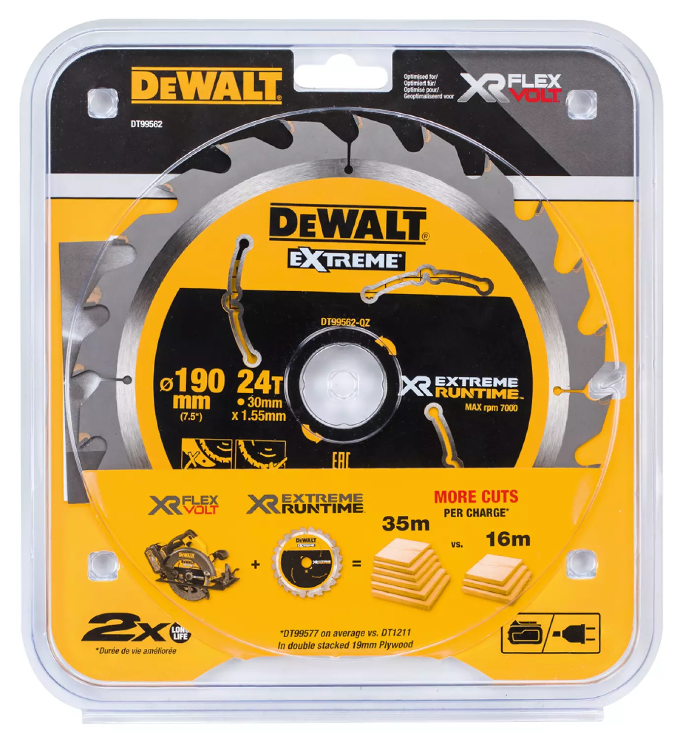 DeWALT DT99562-QZ Lame de scie circulaire - 190 x 30 x 24T - Bois-image