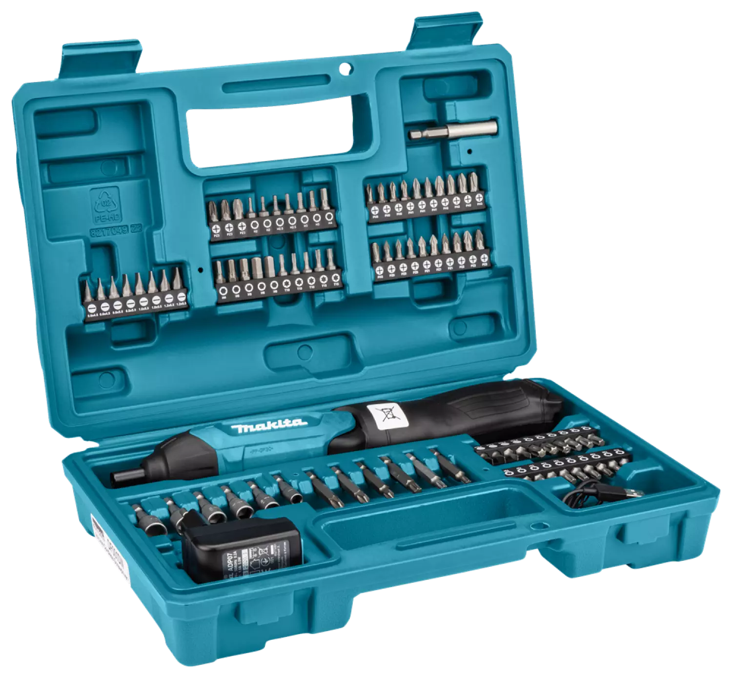 Makita DF001DW  Visseuse sans-fil - 3,6V Li-ion - 1 batterie 1,5 Ah - 6 Nm - 81 embouts dans coffret-image