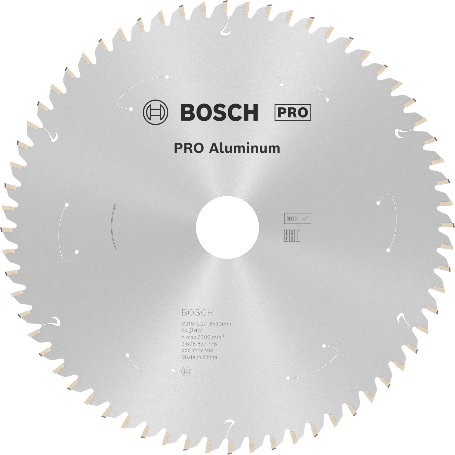 Bosch 2608837776 PRO cordless cirkelzaagblad - 216 x 30 x 64T - aluminium-image