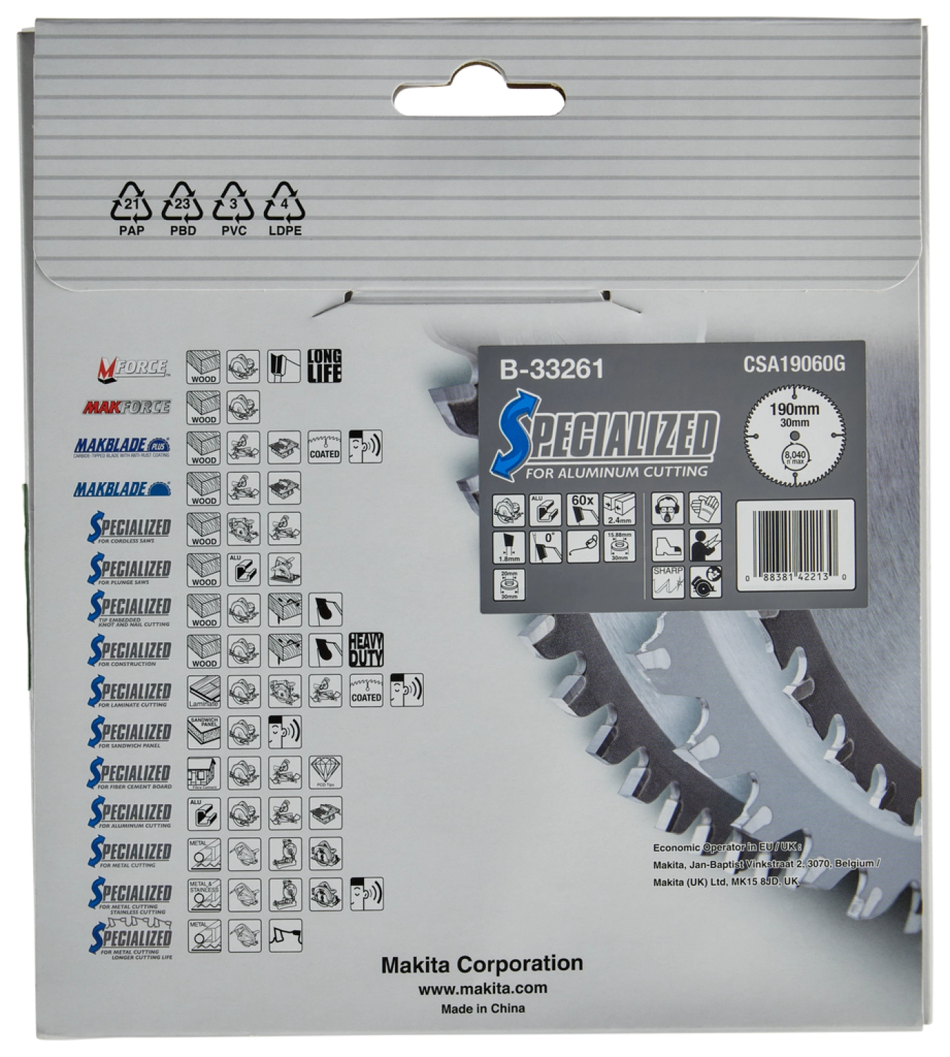 Makita B-33261 - Lame de scie circulaire  190x30mmx60T-image