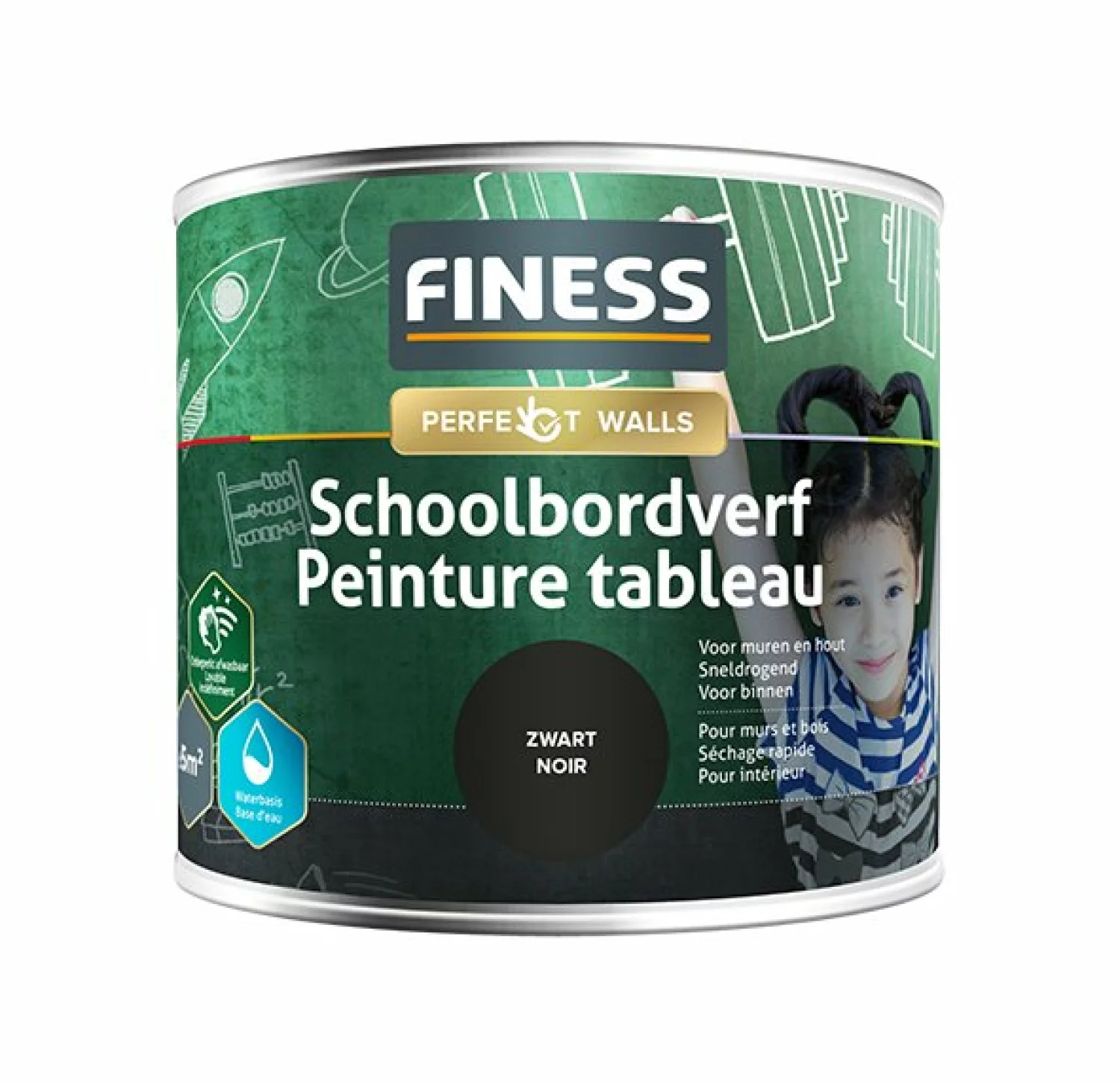 Finess Schoolbordverf Acryl 1428 - Zwart - 500ml-image