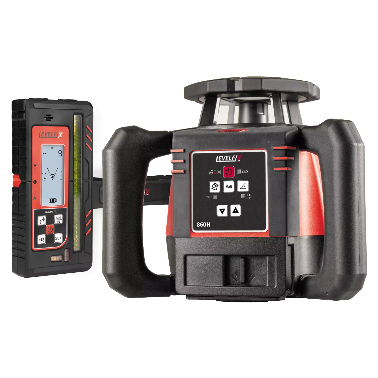 Levelfix 860H Kit laser rotatif avec récepteur dans un boîtier - rouge - 800 m - IP67-image
