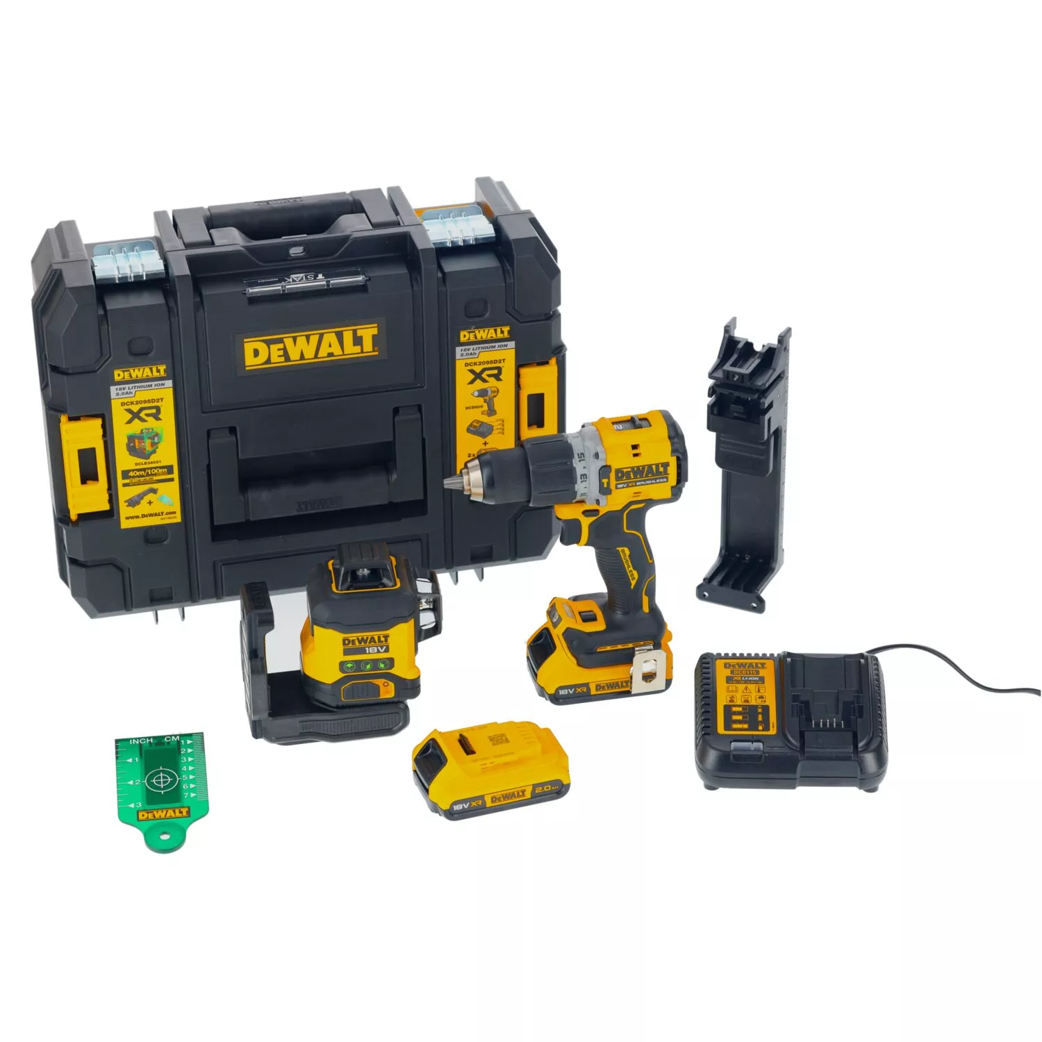 DeWALT DCK2095D2T 18V Li-ion accu klopboor-/schroefmachine (DCD805N) & kruislijnlaser (DCLE34031N) combiset (2x 2.0Ah accu) in TSTAK-image