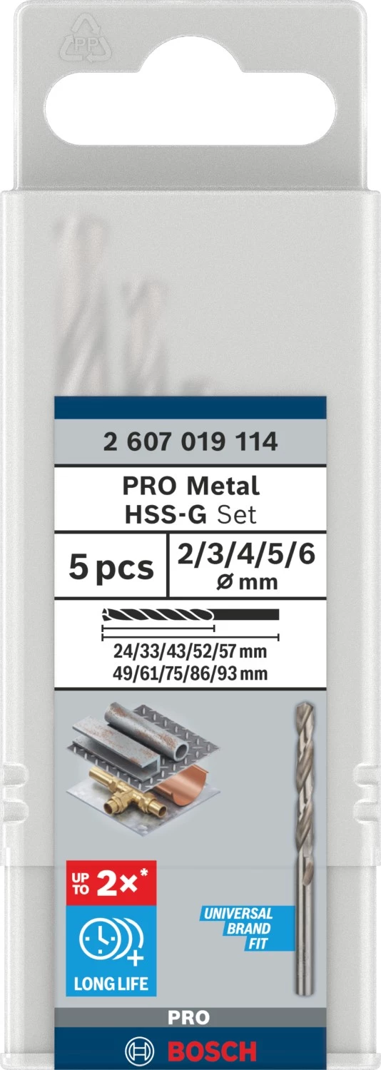 Bosch 2607019114 Jeu de 5 forets hélicoïdaux HSS-G - métal PRO-image