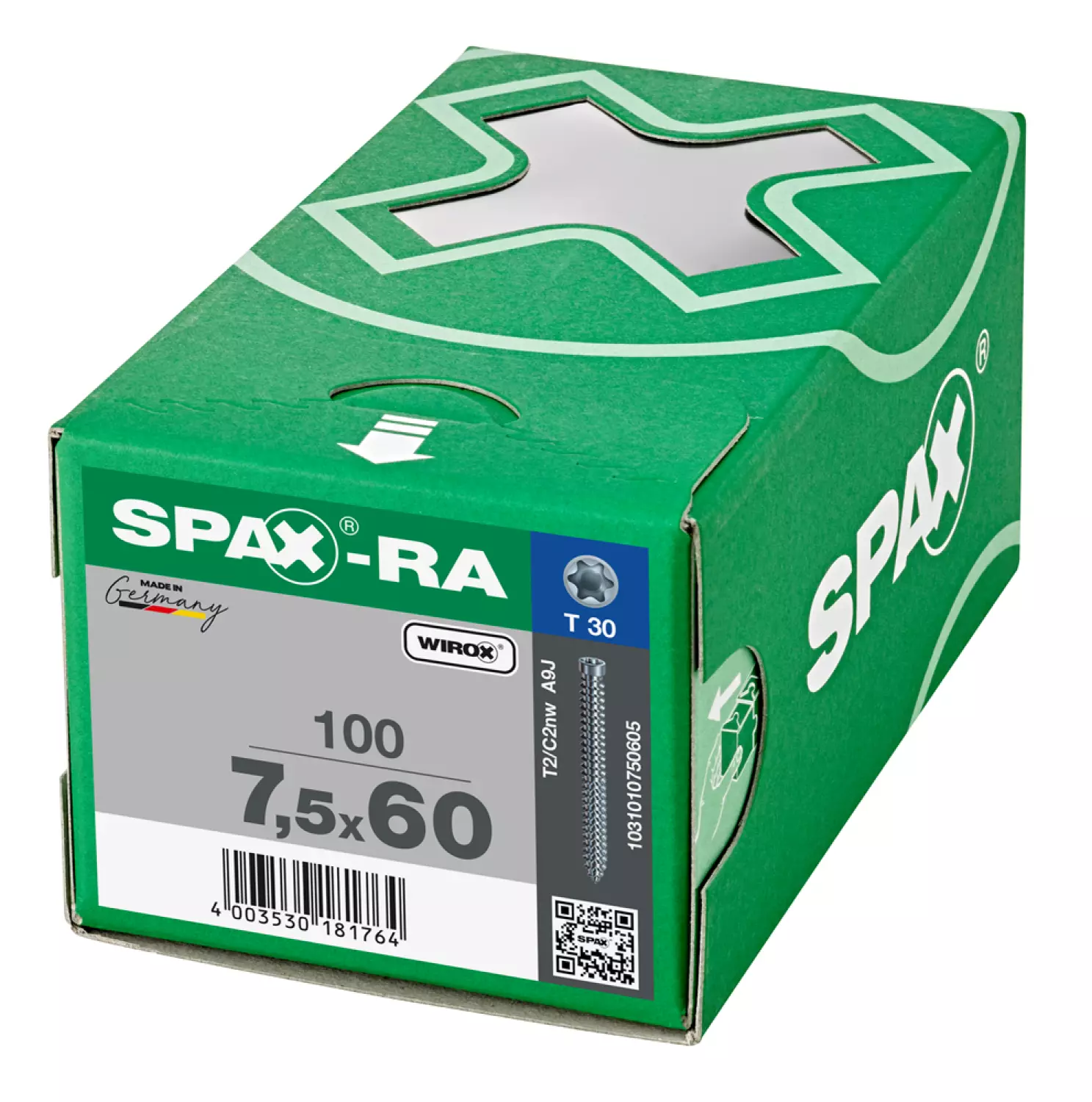 SPAX 1031010750605 Vis de cadre - Tête cylindrique - 7,5x60 - Filetage complet - T-STAR plus TX30 - WIROX - 100pcs-image