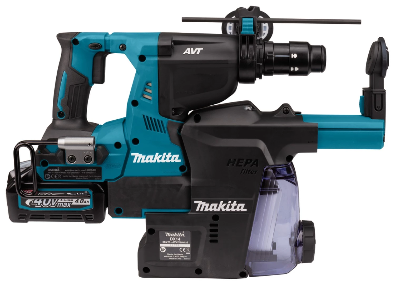 Makita HR004GM202 XGT 40V Max Li-Ion accu SDS-Plus combihamer set (2x 4,0Ah) incl. stofafzuigsysteem in Mbox - 2,9J - koolborstelloos-image