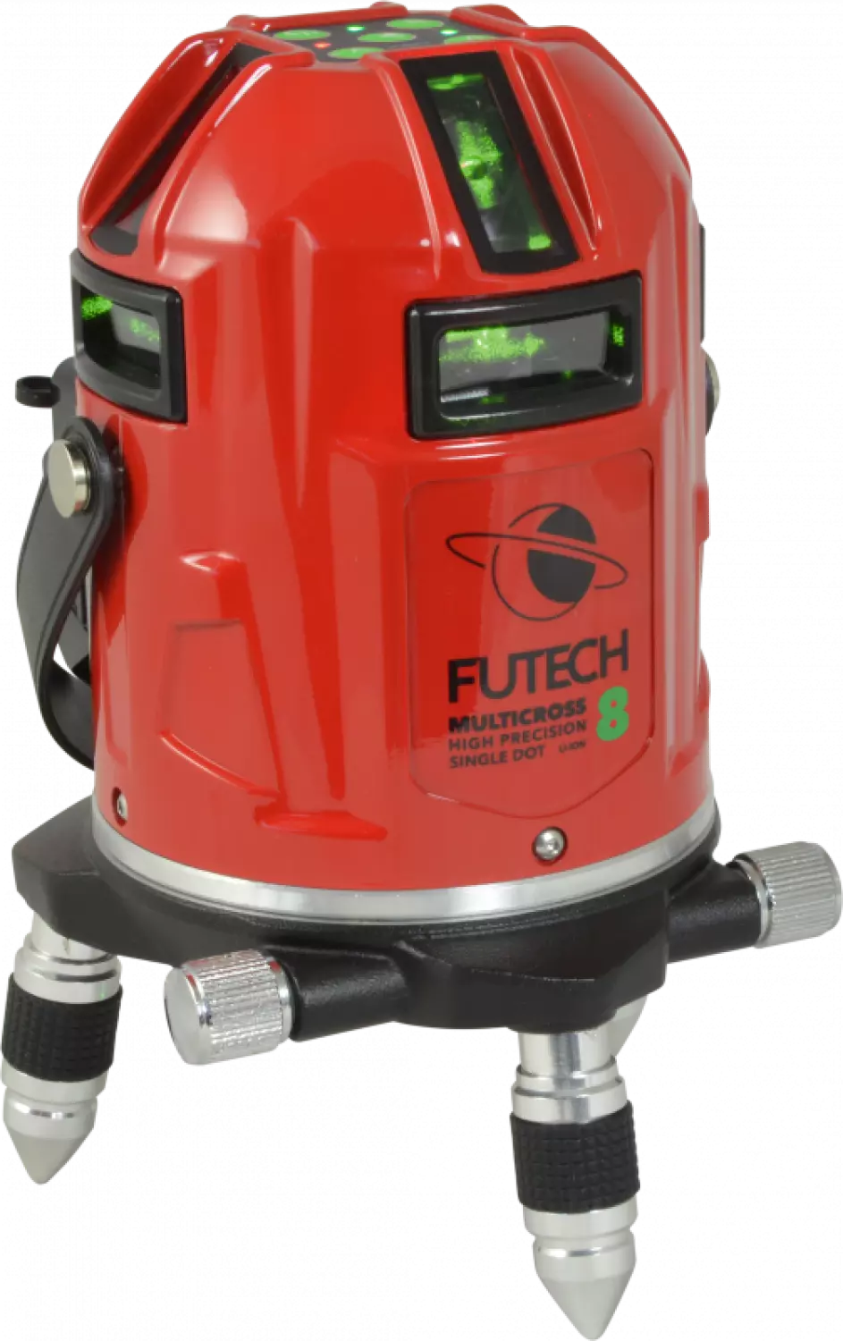 FUTECH Multicross 8 HPSD Laser à lignes croisées dans un coffret – vert – 50 m avec récepteur (en option) - 8 lignes-image