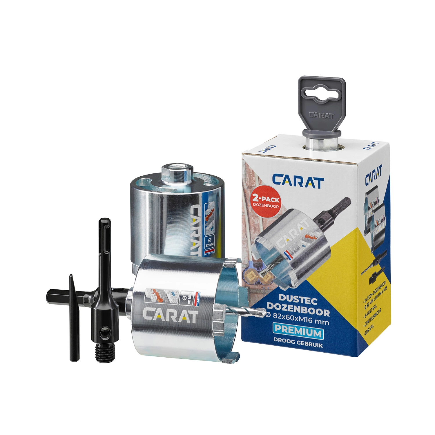 Carat HTS082PA25 2-pack dozenboor premium voor droogboren - 82 x 60mm M16 - incl. accessoires-image