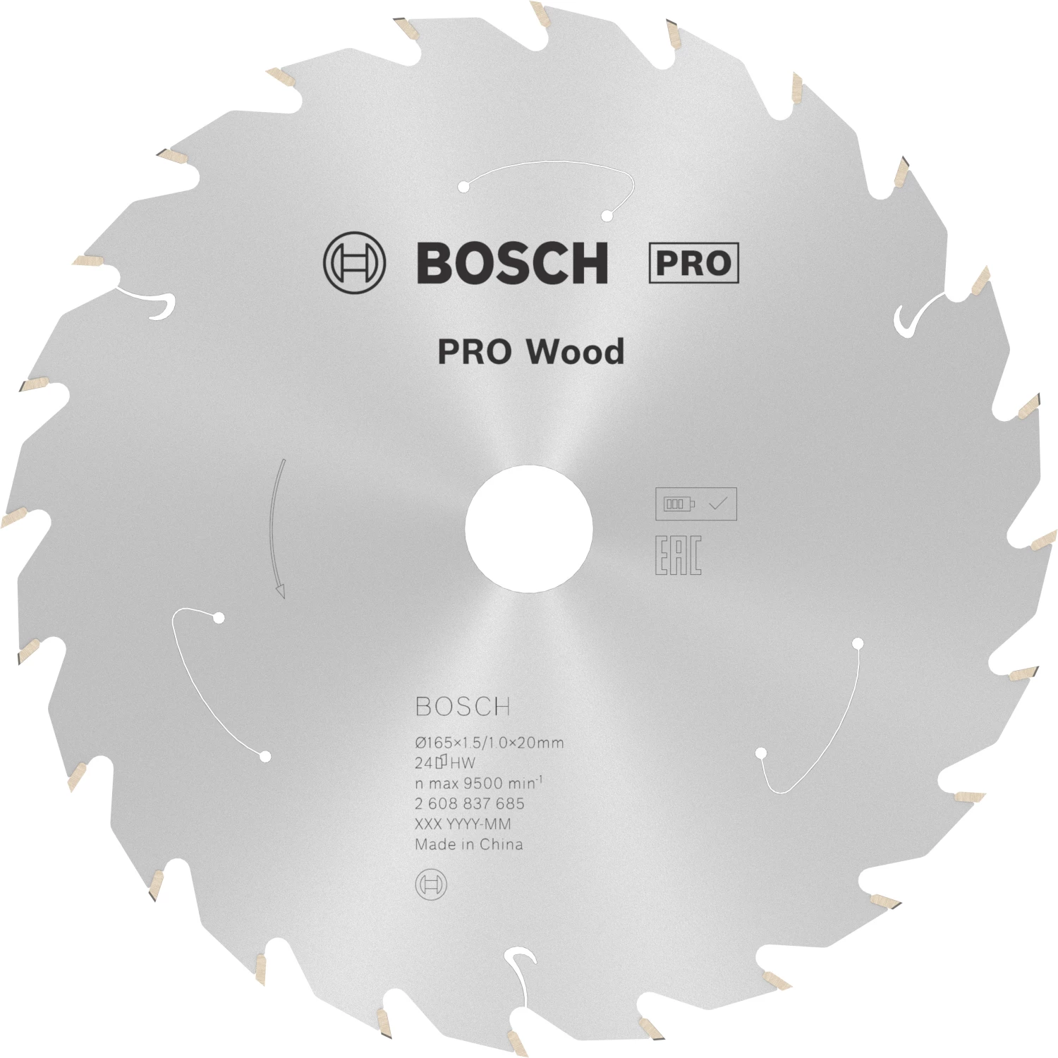 Bosch 2608837685 PRO accu cirkelzaagblad voor Hout - 165 x 20 x 24T-image