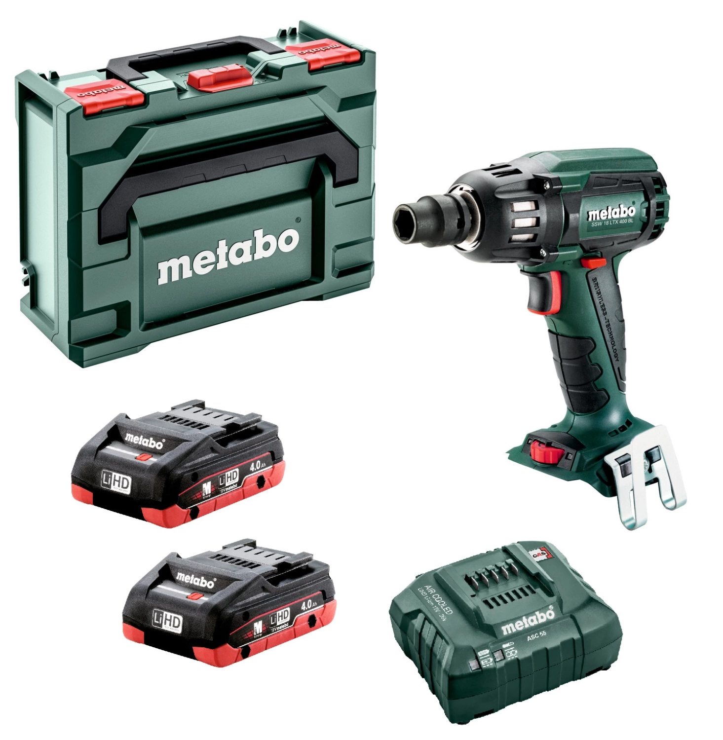 Metabo SSW 18 LTX 400 BL 18V LiHD Accu slagmoersleutel set (2x 4.0Ah accu) in metaBOX - 400Nm - 1/2" - koolborstelloos-image