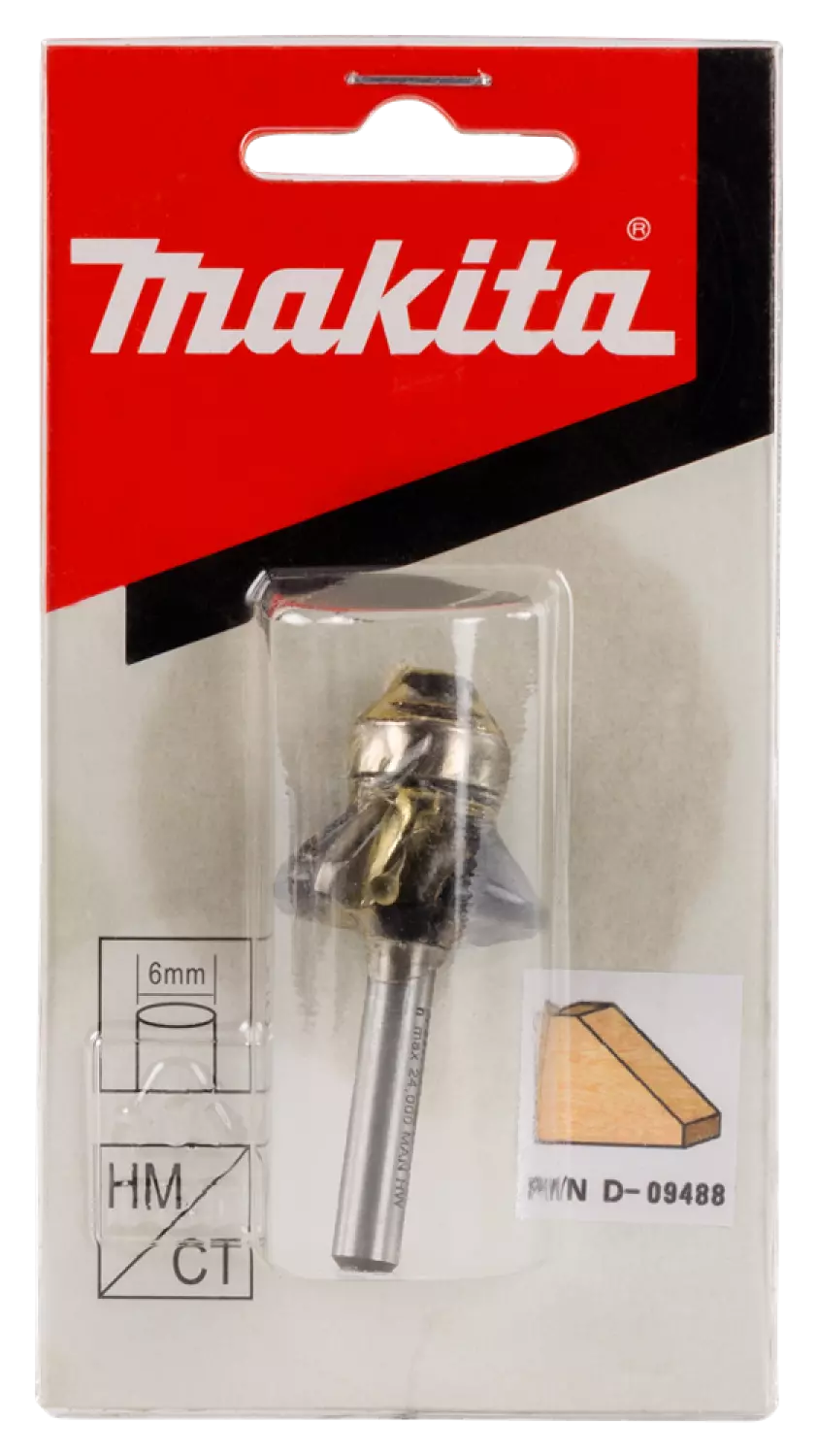 Makita D -09488 Fraise de phase avec roulement à billes - 45 ° - 26 mm - 6 mm-image