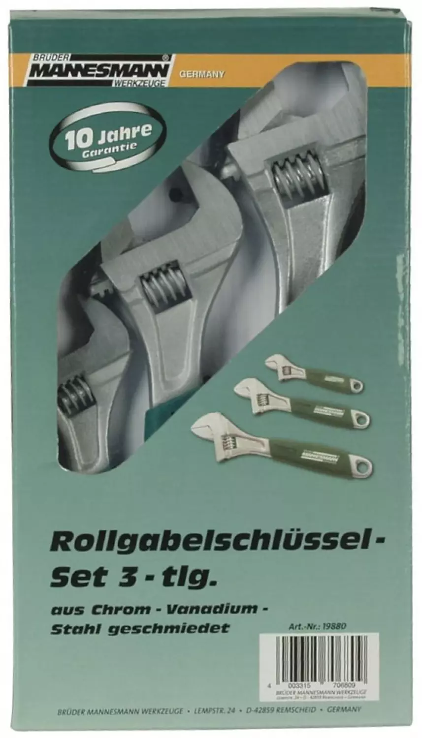 Brüder Mannesmann 19880 Jeu de clés à molette 3 pièces-image