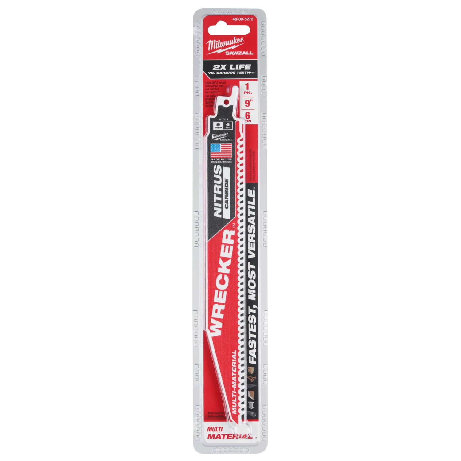 Milwaukee 48475272 Sawzall Reciprozaagblad WRECKER NITRUS Carbide - 230 x 6TPI - multi mat.-image