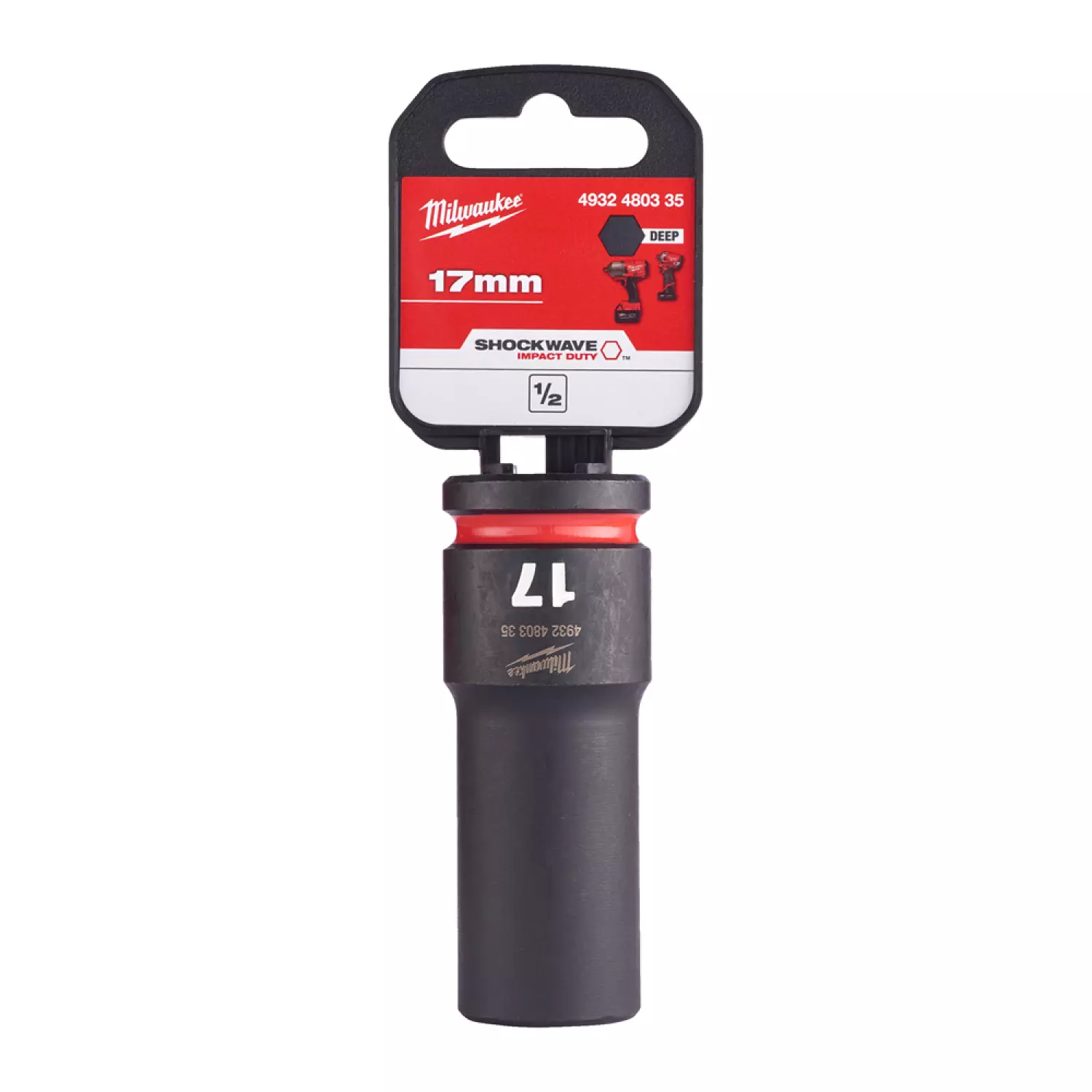 Milwaukee 4932480335 SHOCKWAVE lange krachtdop - 17 mm - 1/2"-image