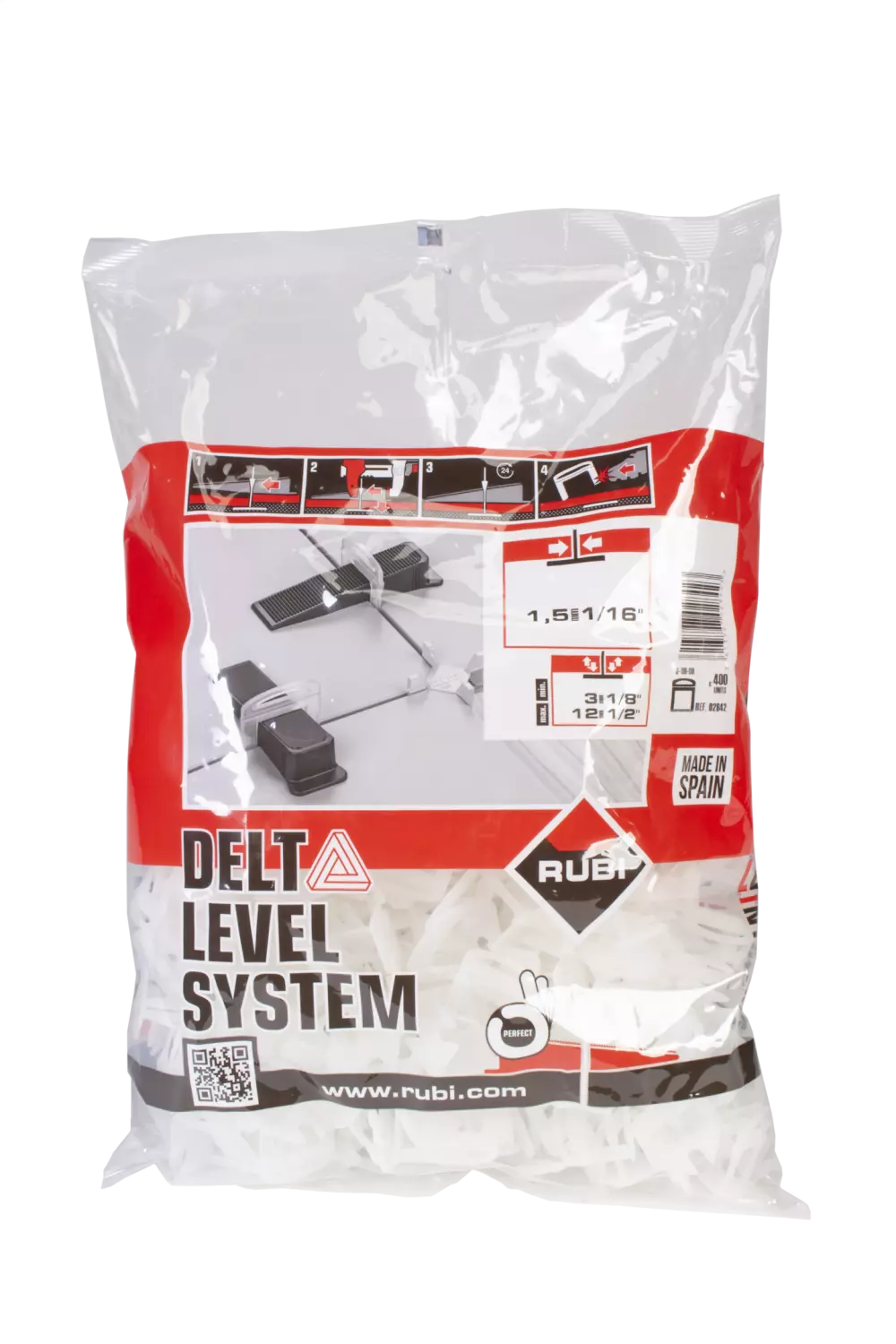 Rubi 2842 Delta Levelling Clips - 1,5 mm - 3-12mm (400st) -image