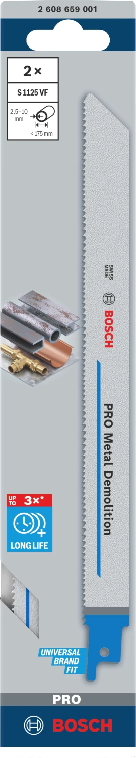 Bosch 2608659001 PRO S1125VF Lame de scie sauteuse Démolition - métal (2 pcs)-image