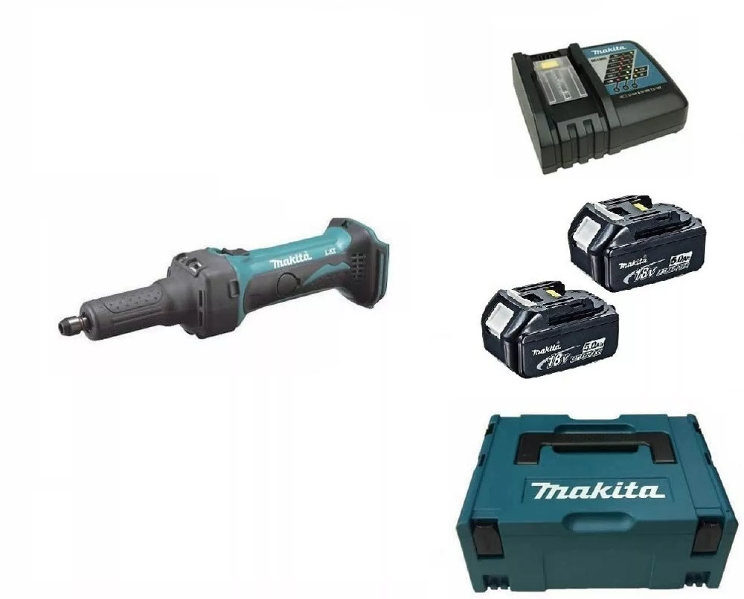 Makita DGD800RTJ Meuleuse droite à batterie 18V Li-Ion set (2x batterie 5,0Ah) dans MAKPAC - 6mm-image