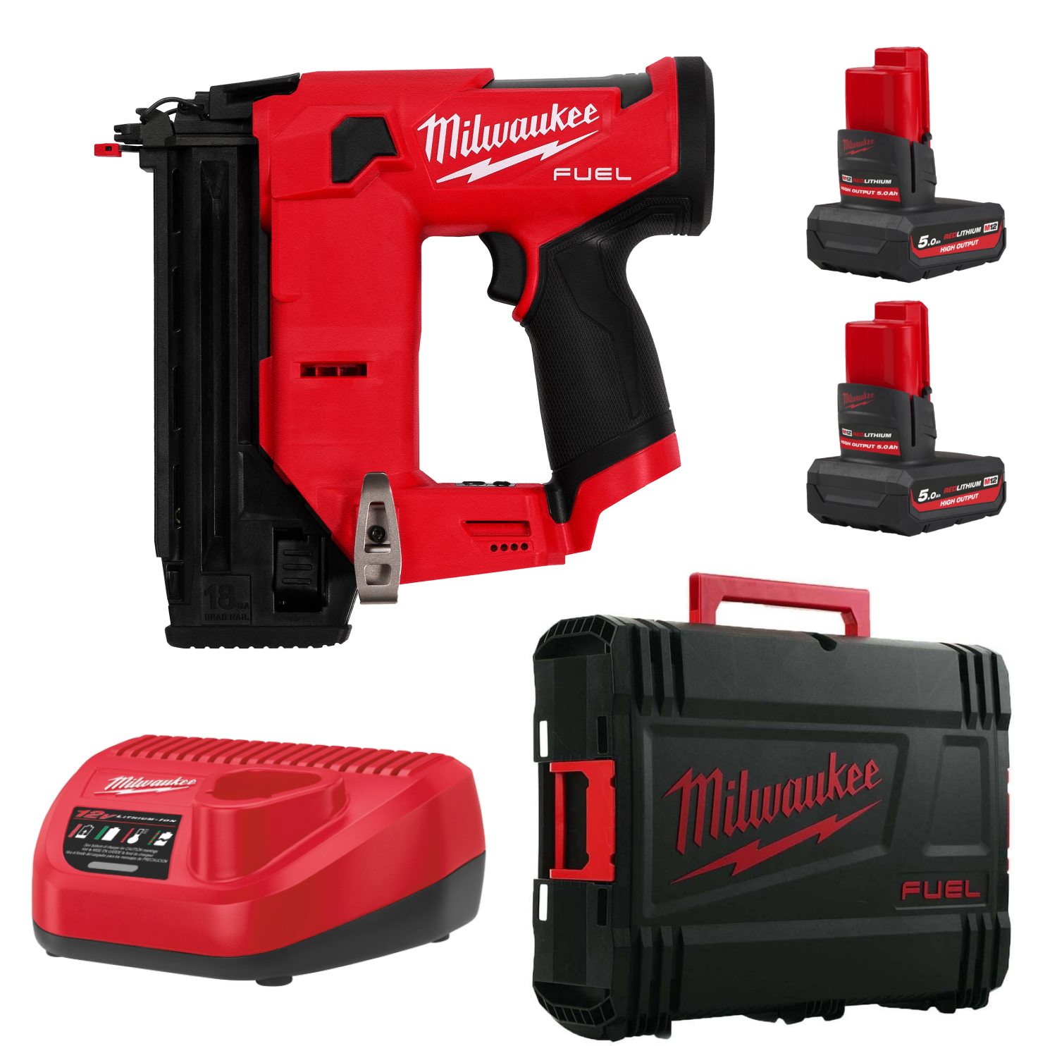 Milwaukee M12 FCN18GS-202X 12V Li-ion Cloueuse droite set (2x batterie 2,0Ah) en coffret HD - 18Ga-image