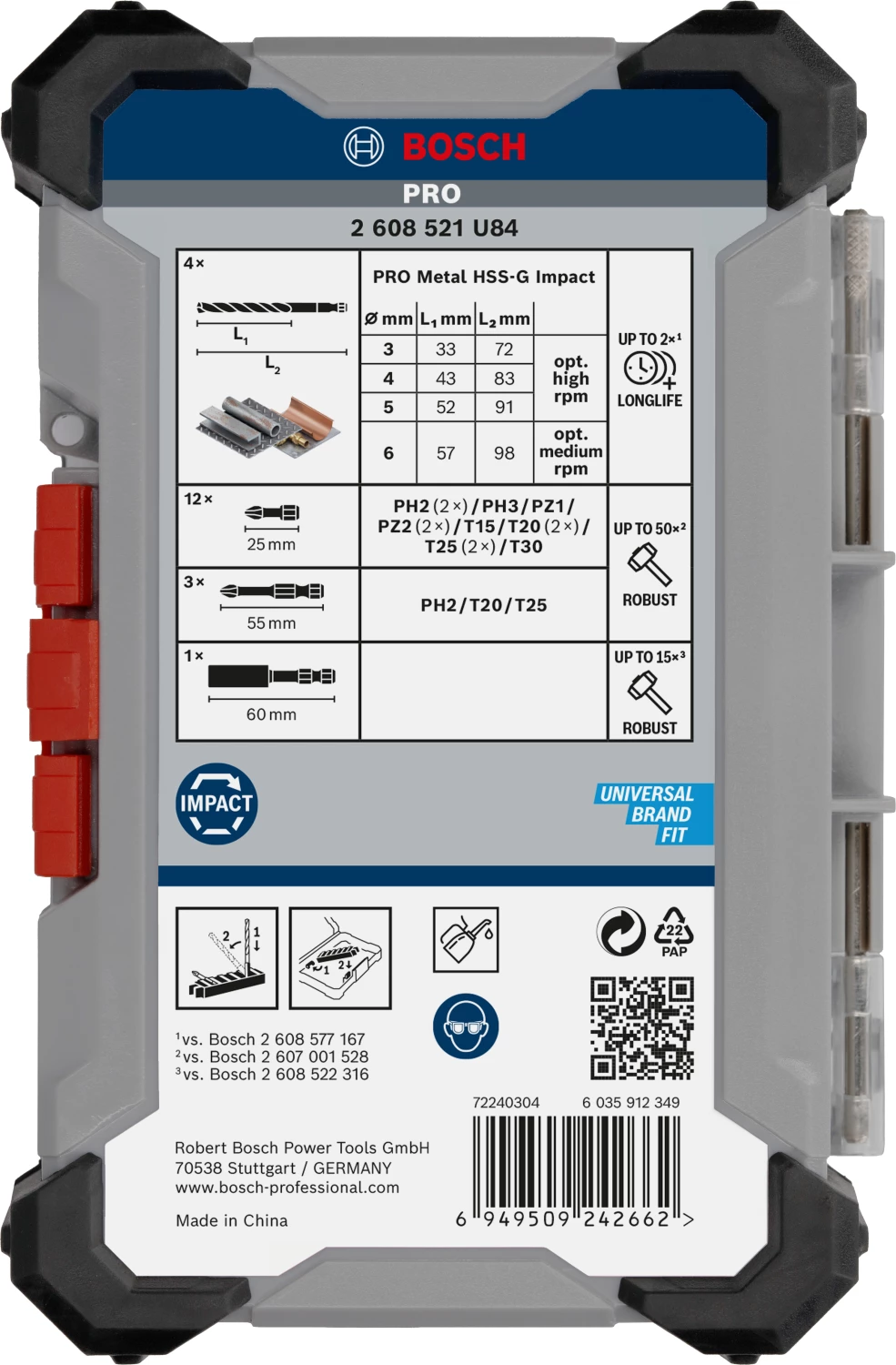 Bosch 2608521U84 Jeu mixte de 20 embouts de tournevis à chocs PRO et de forets à métaux-image