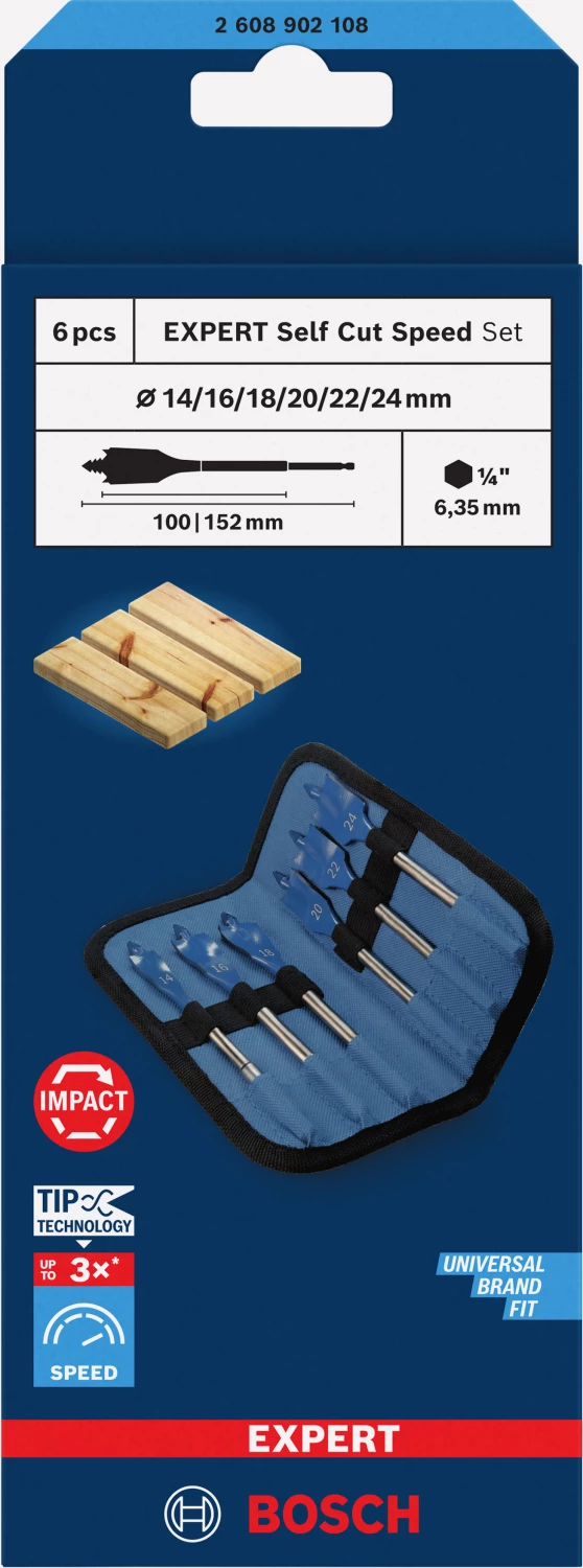 Bosch EXPERT 2608902108 6-delige Speedborenset Self Cut Speed - 14-24mm-image