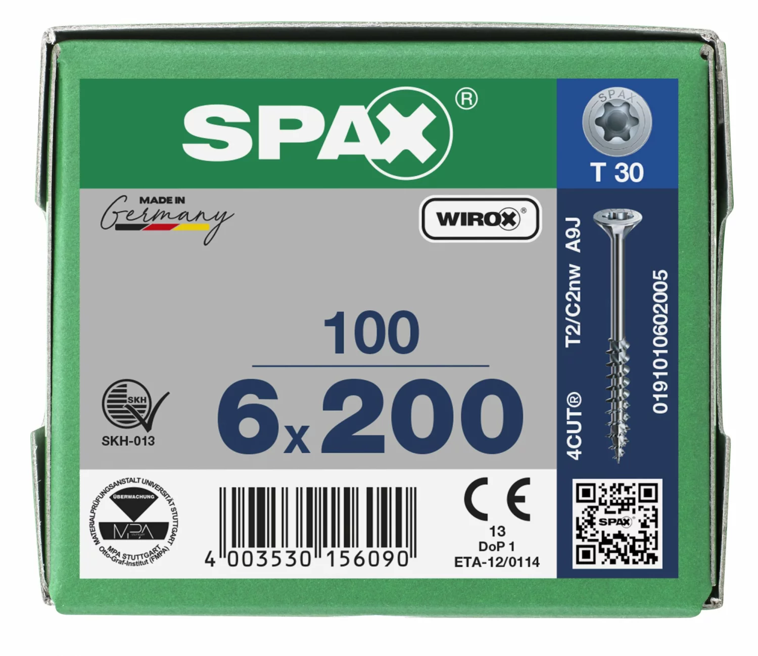 SPAX 191010602005 Universele schroef, Verzonken kop, 6 x 200, Deeldraad, T-STAR plus T30 - WIROX - 100 stuks-image