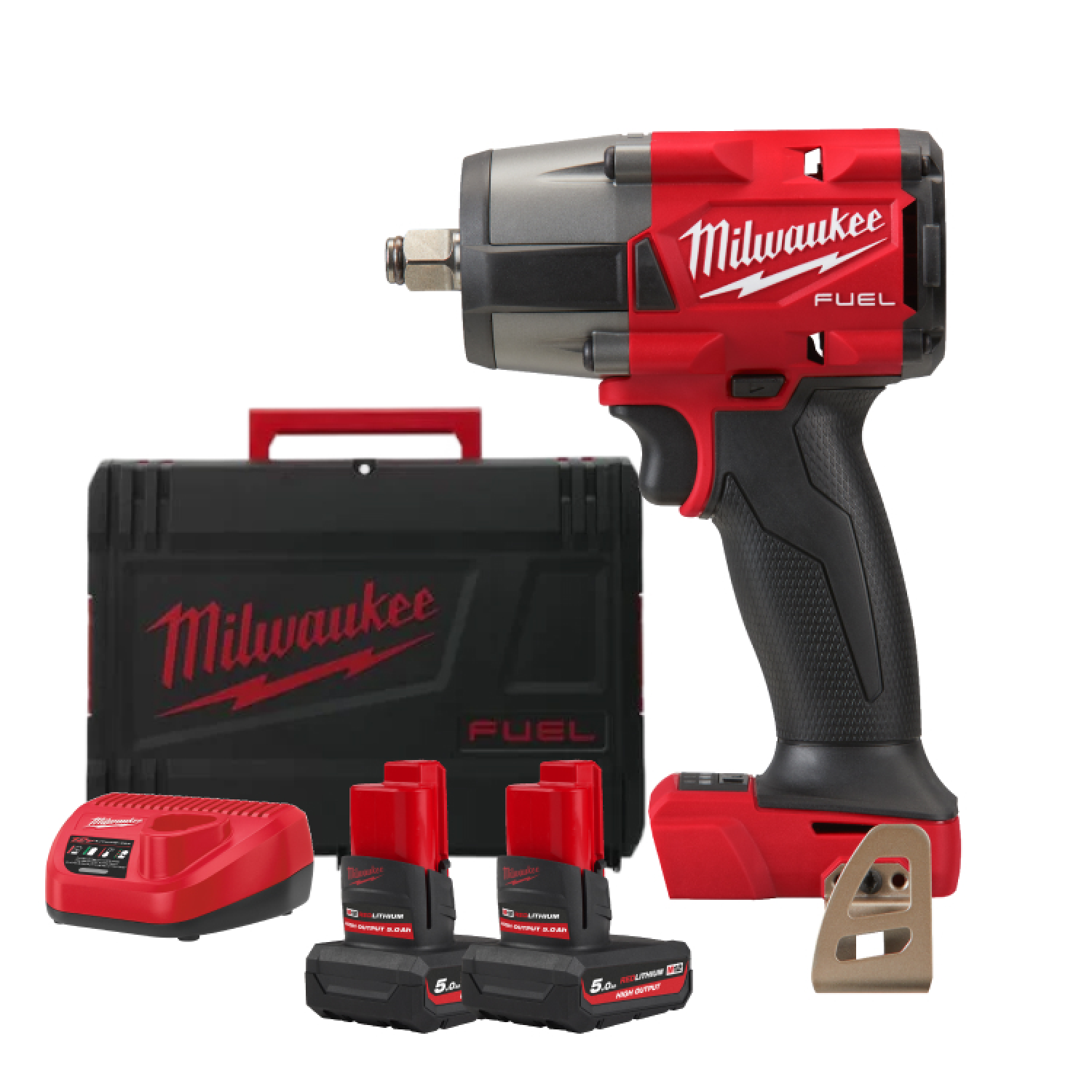 Milwaukee M12 FCIWF38G3-502X 12V Li-ion Clé à chocs sans fil (2x batterie 5.0Ah) en boîte HD - 745Nm - 3/8 »-image