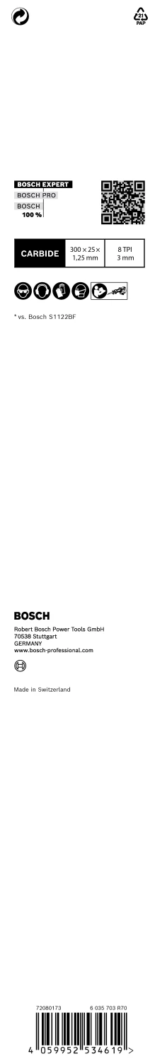 Bosch EXPERT 2608900371 - EXPERT Lame de scie sabre S1255CHC Thick Tough Metal-image