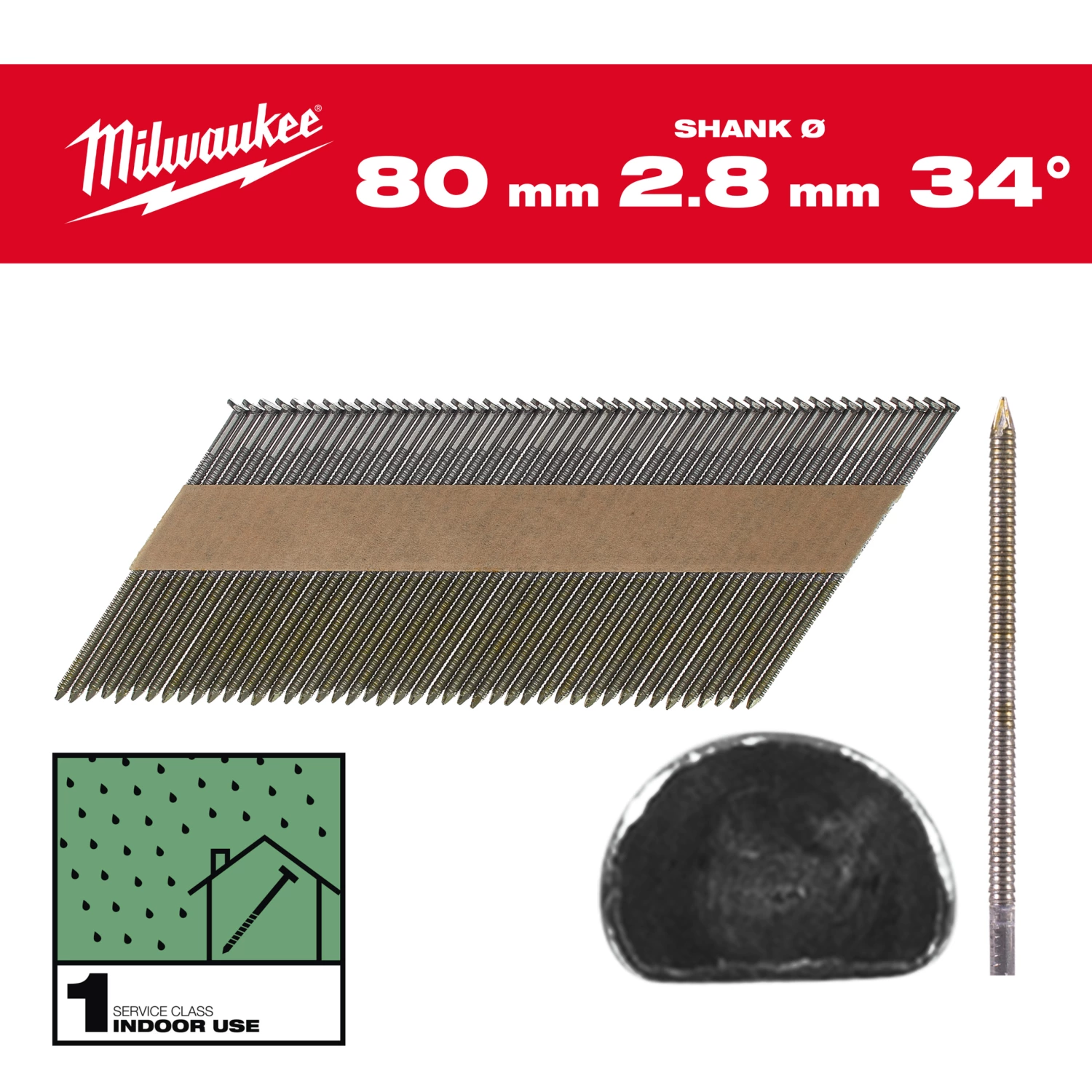 Milwaukee 4932492603 Clous à tête en D 34 80mm/RS/B/SC1-2,2kpc-image