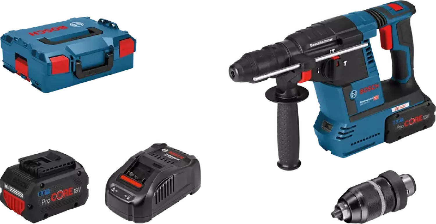 Bosch GBH 18V-26 F 18V Li-Ion Accu SDS-plus combihamer set (2x 8.0 ProCORE accu) in L-Boxx - 2,6J - koolborstelloos-image