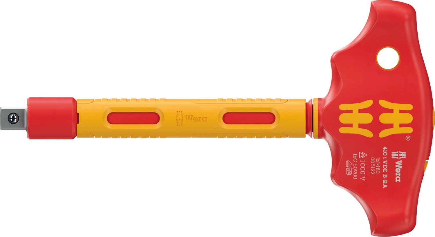 Wera 05005122001 410 i VDE B RA VDE Tournevis adaptateur isolé avec poignée en T et fonction cliquet - 3/8"-image