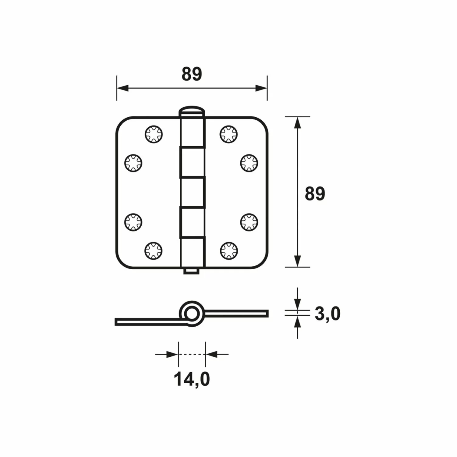 AXA 1607-09-23/E Scharnier - topcoat - 89 x 89 x 3mm-image