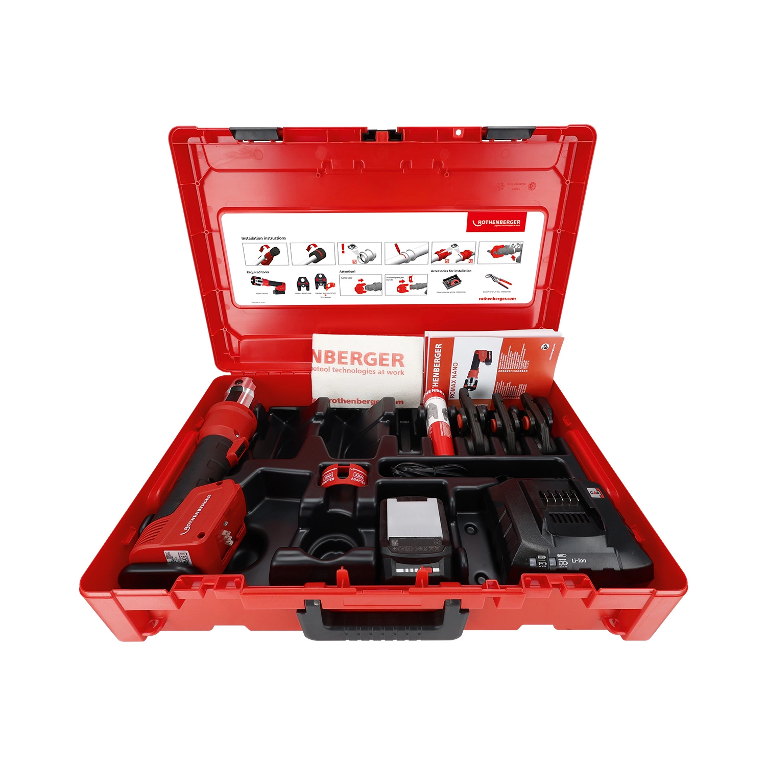 Rothenberger 1000005046 Romax Nano 18V accu perstang iJAWs set (1x 2.0Ah accu + lader) incl. SV bekken - 15-22-28mm - CAS-image