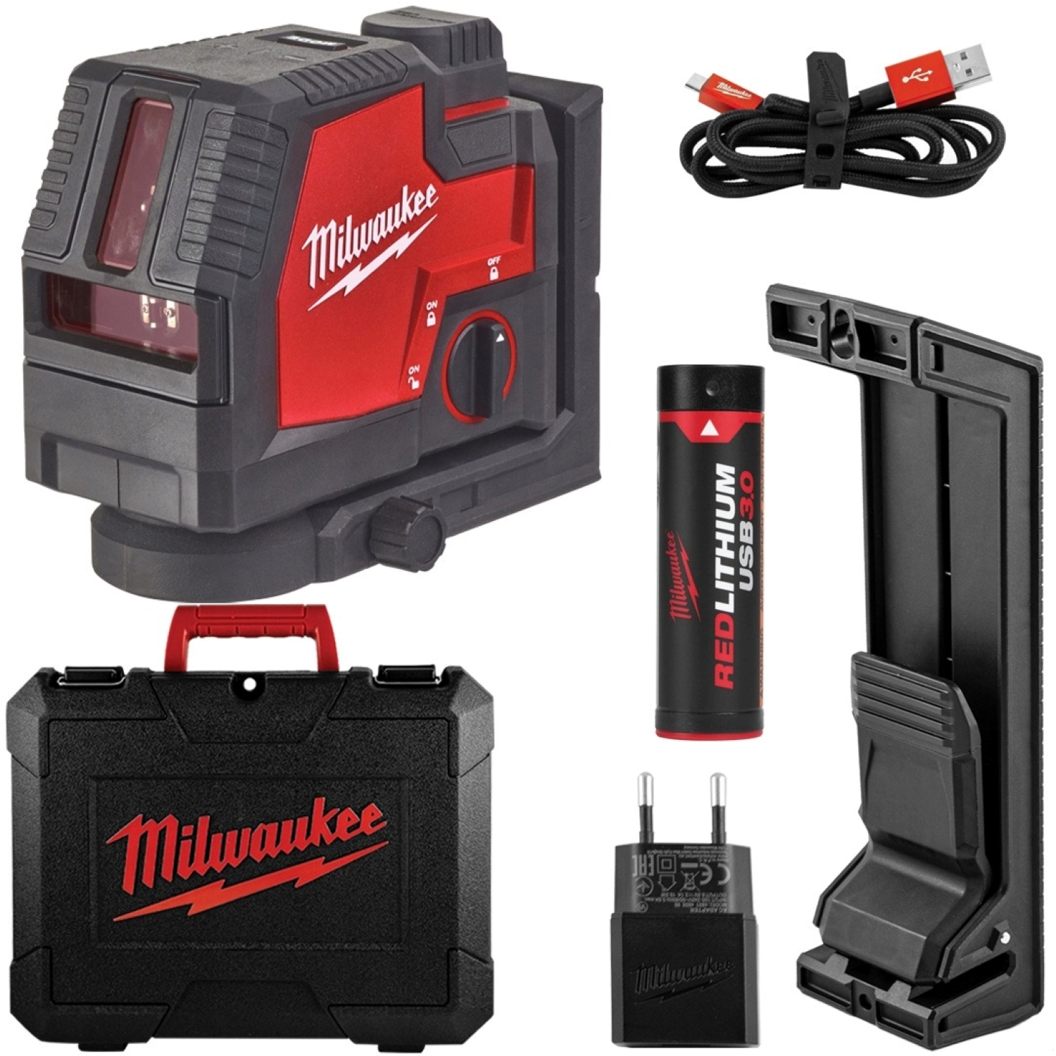 Milwaukee L4 CLL-301C - Set laser lignes Li-Ion 4V (1x batterie 3.0Ah) dans mallette - 2 lignes - 30m - vert-image