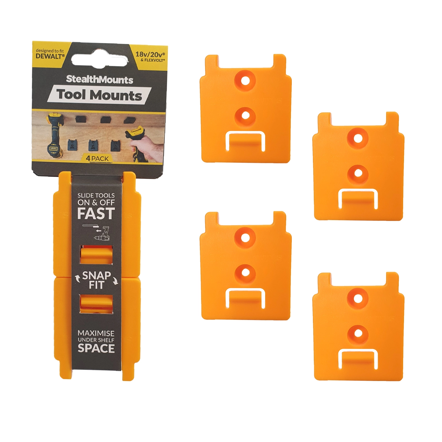 StealthMounts TM-DW18-YLW-4 Machinehouder voor DeWALT XR - Geel - 4-pack-image