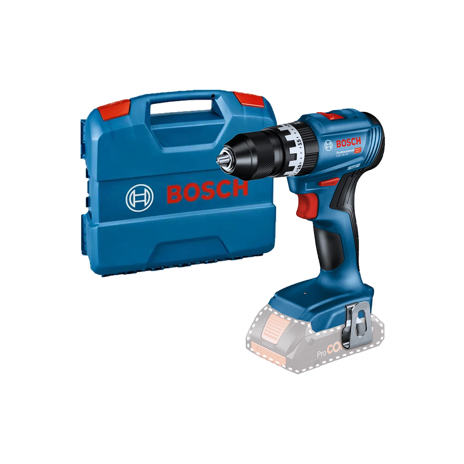 Bosch GSB 18V-45 18V Li-ion Accu schroefklopboor body met GRATIS L-Case - 45 Nm-image