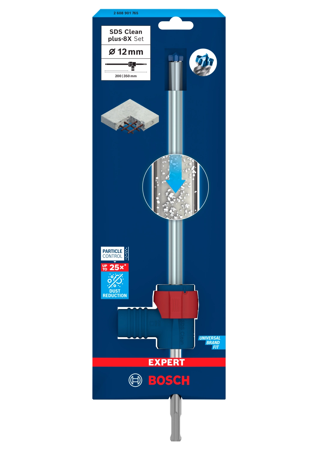 Bosch 2608901765 EXPERT Foret à Marteau SDS Clean SDS plus-8X - 12x200x350mm avec connecteur-image
