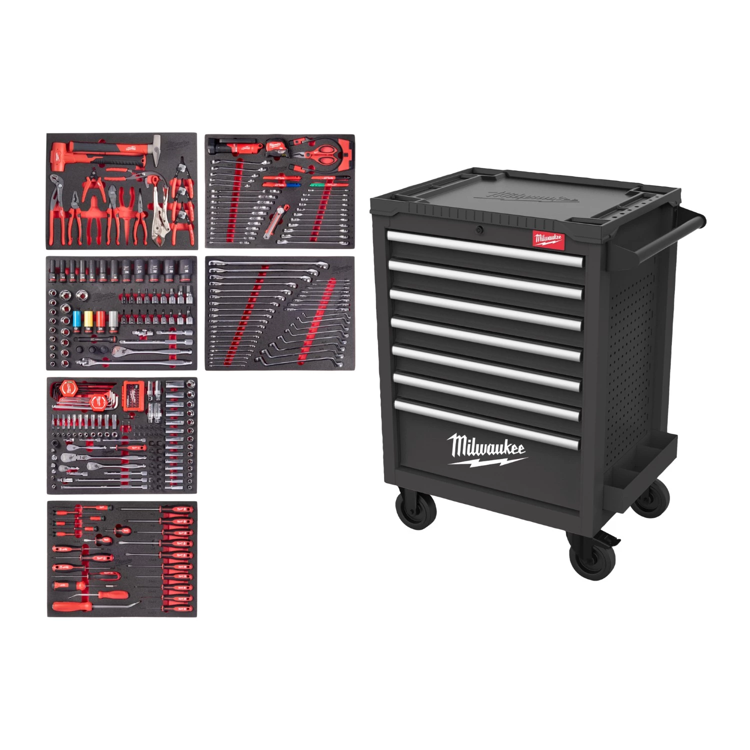 Milwaukee 4932500746 TOOLGUARD Stalen Gereedschapswagen gevuld - 337-delig - 7 laden - 27" / 69 cm-image