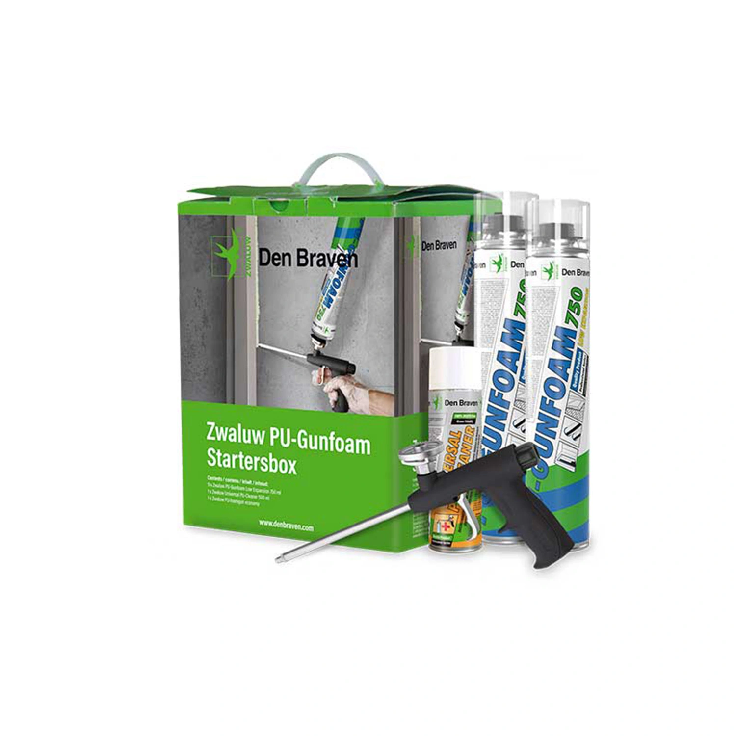 Zwaluw Den Braven 31000692 Kit de démarrage PU (9 x 750 ml, pistolet et nettoyant)