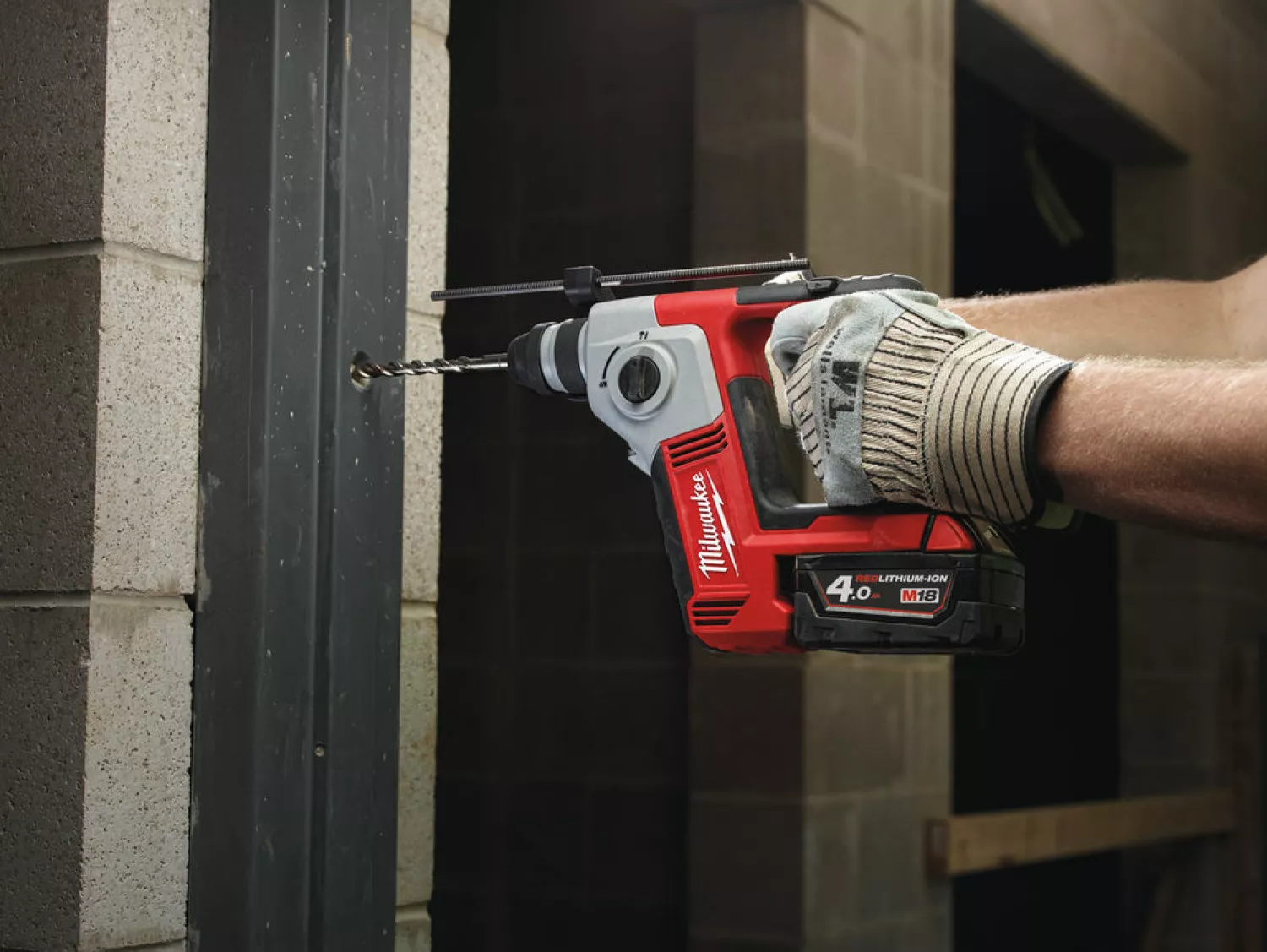 Milwaukee M18 BH-402C 18V Li-Ion Accu SDS-plus boorhamer set (2x 4.0Ah accu) in koffer - 1,2J-image