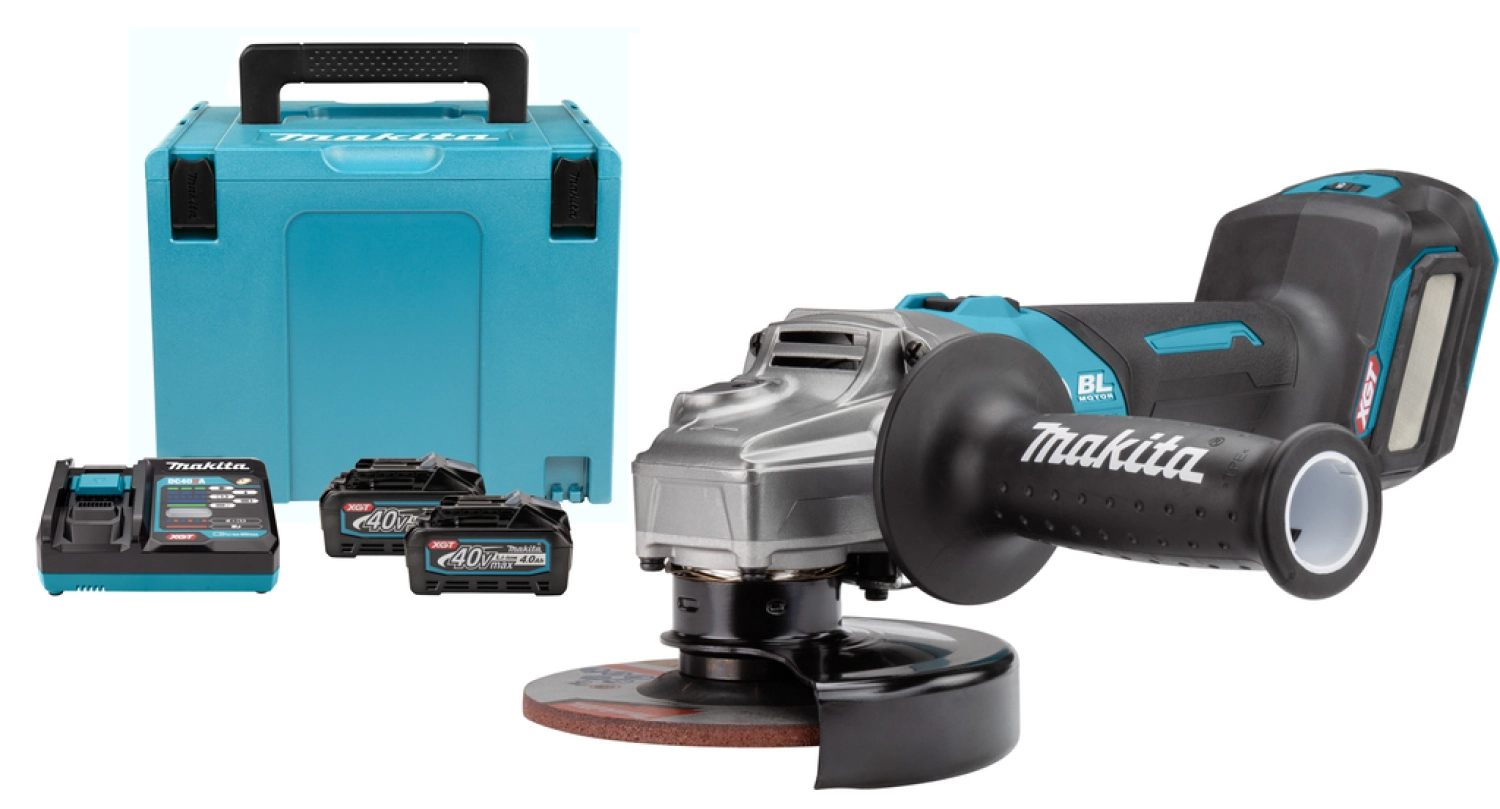 Makita GA023GM201 40V Max Li-Ion accu haakse slijper set (2x 4,0Ah) in Mbox - 125mm - koolborstelloos-image