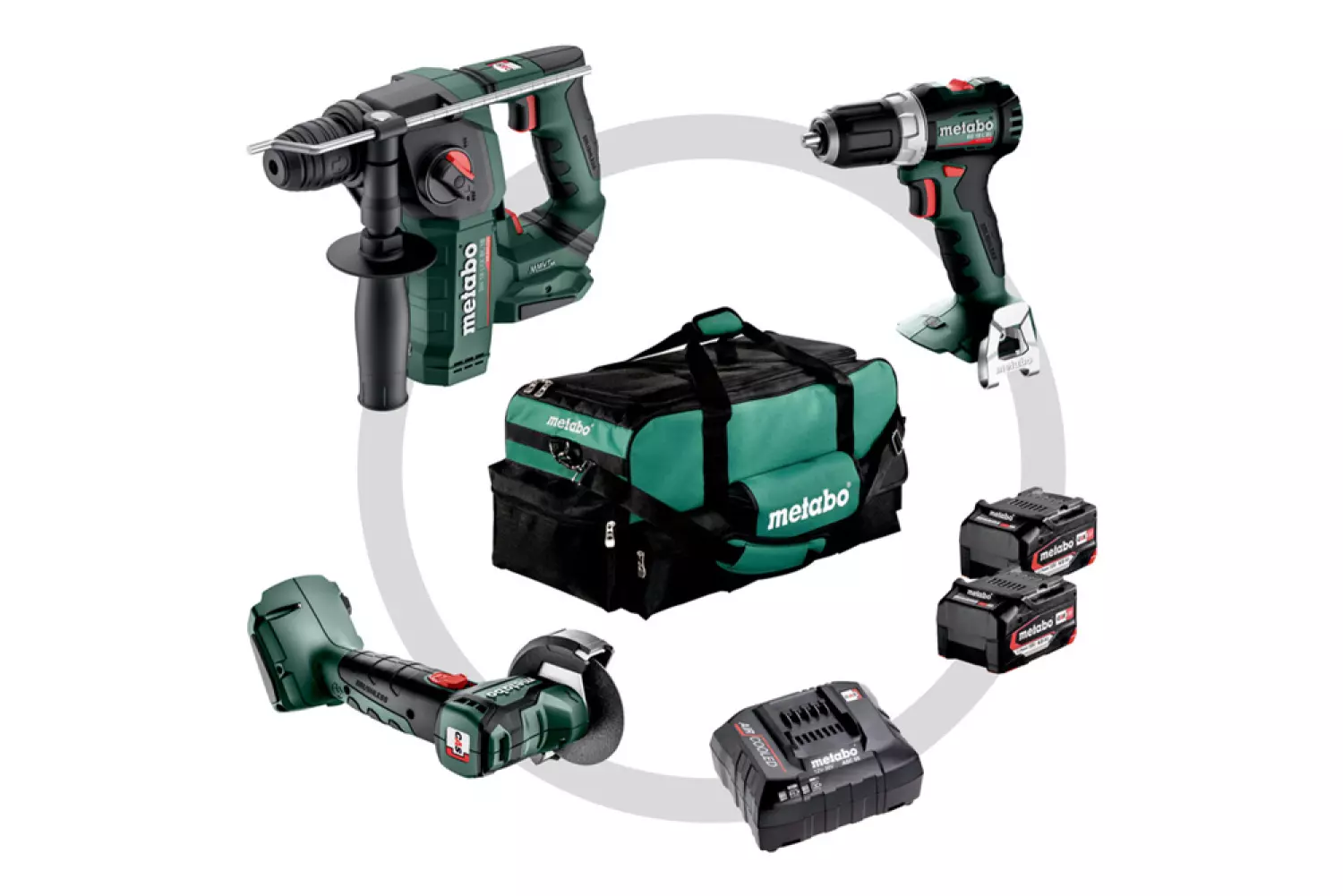 Metabo 3.1.1 18V Li-ion Ensemble combiné 3 pièces (2x batterie 4.0Ah) dans un sac-image