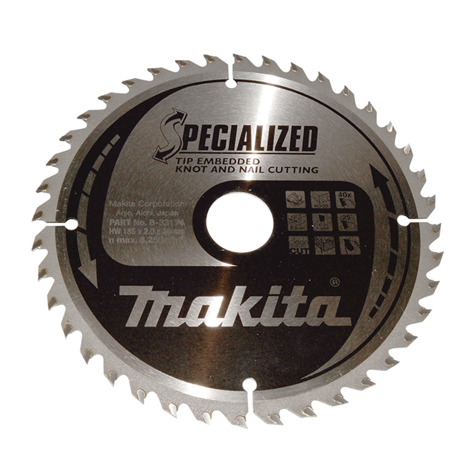 Makita B-33174 Cirkelzaagblad - 185x30x2,0 40T - Hout met spijkers-image