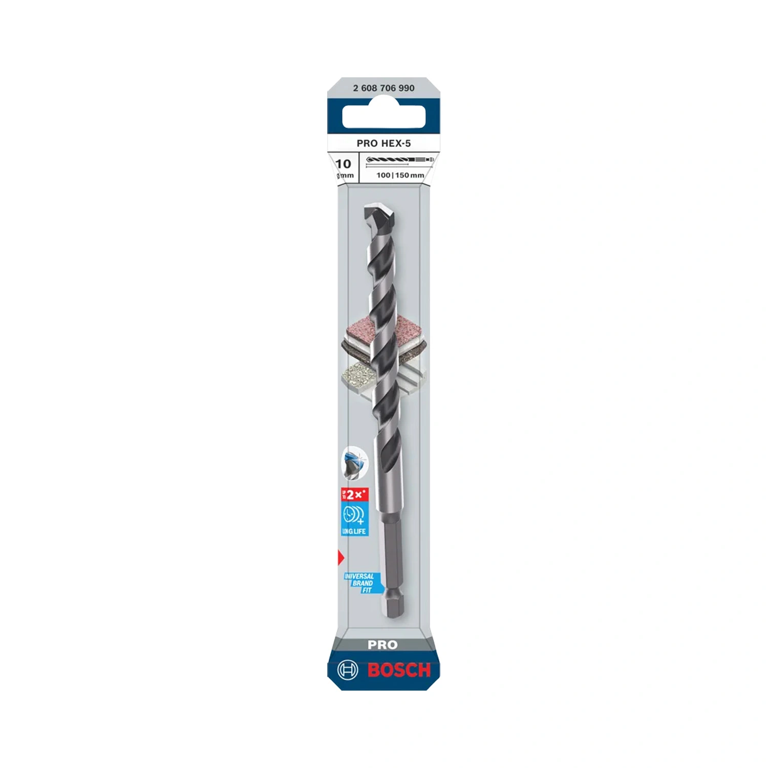 Bosch PRO 2608706990 Foret à béton HEX-5, 10 x 100 x 150 mm