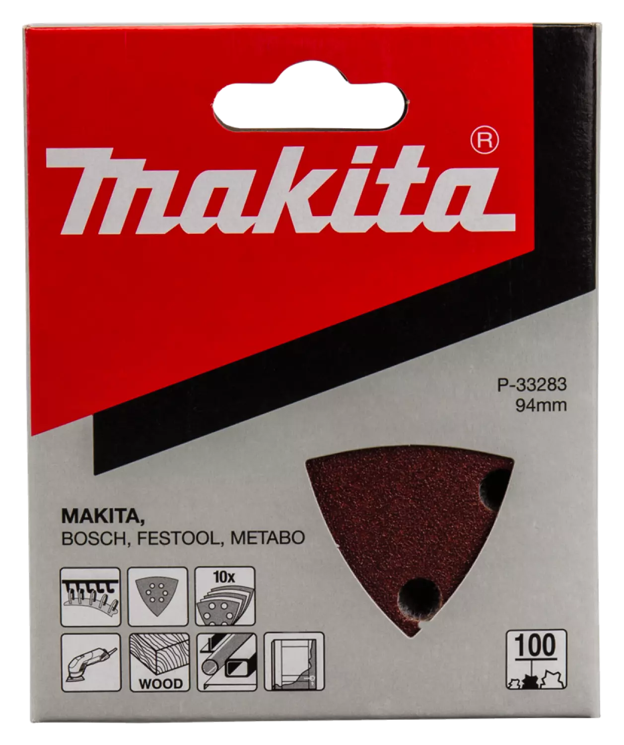 Makita P-33283 Deltaschuurvel Red - K100 - 94x94x94mm (10st)-image